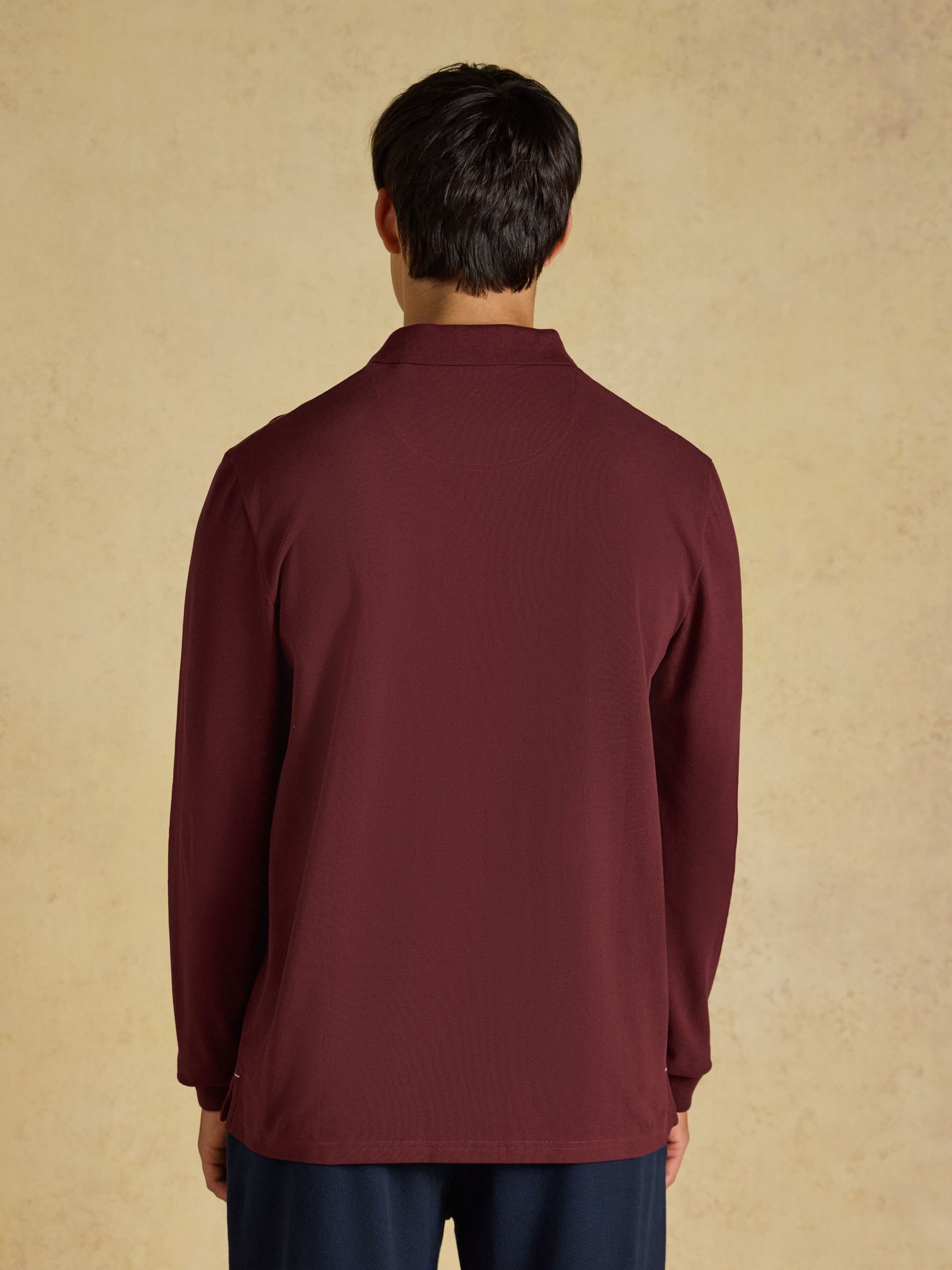 Woody Burgundy Long Sleeve Cotton Pique Polo Shirt - Image 2 of 8