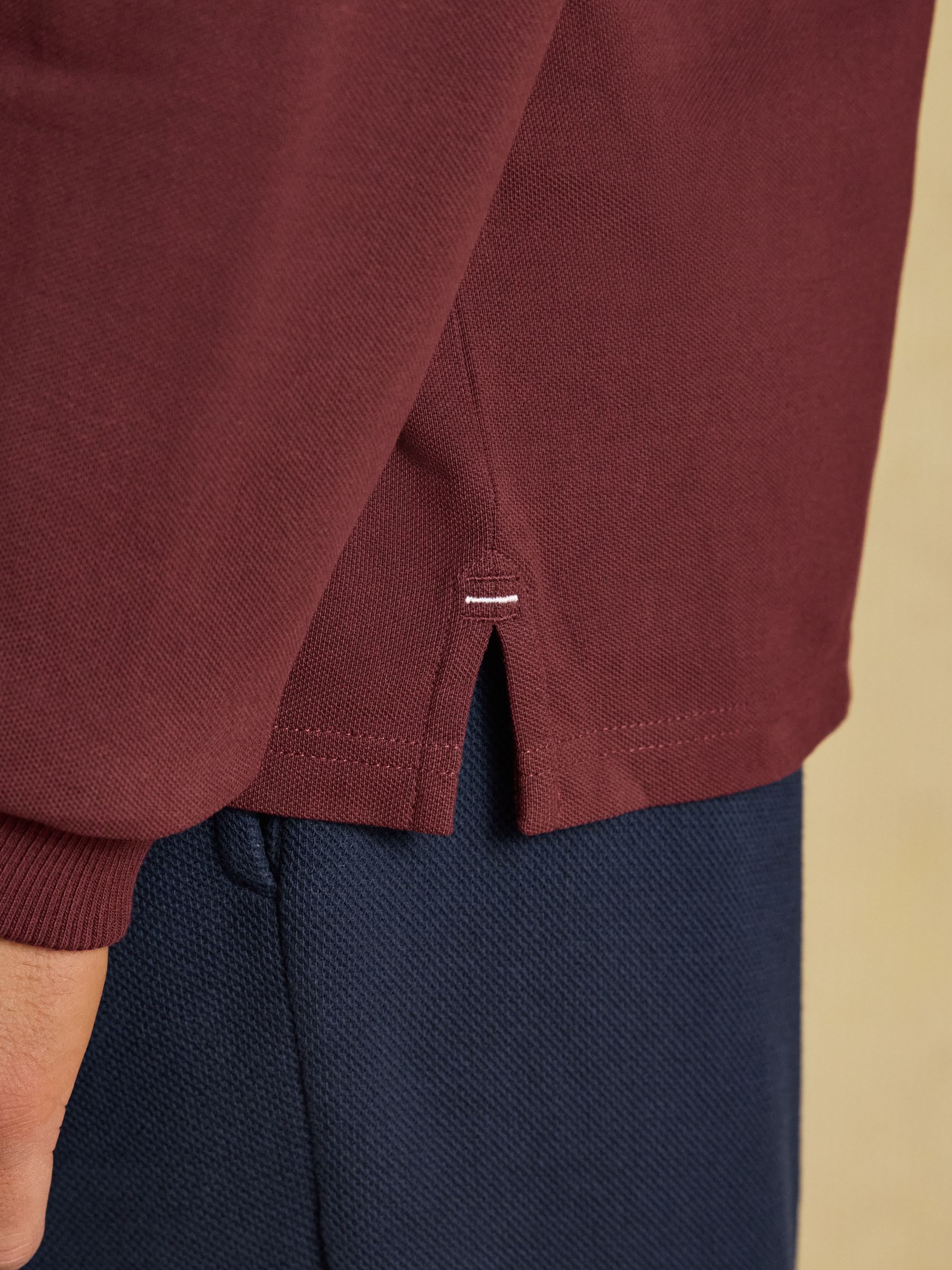 Woody Burgundy Long Sleeve Cotton Pique Polo Shirt - Image 7 of 8