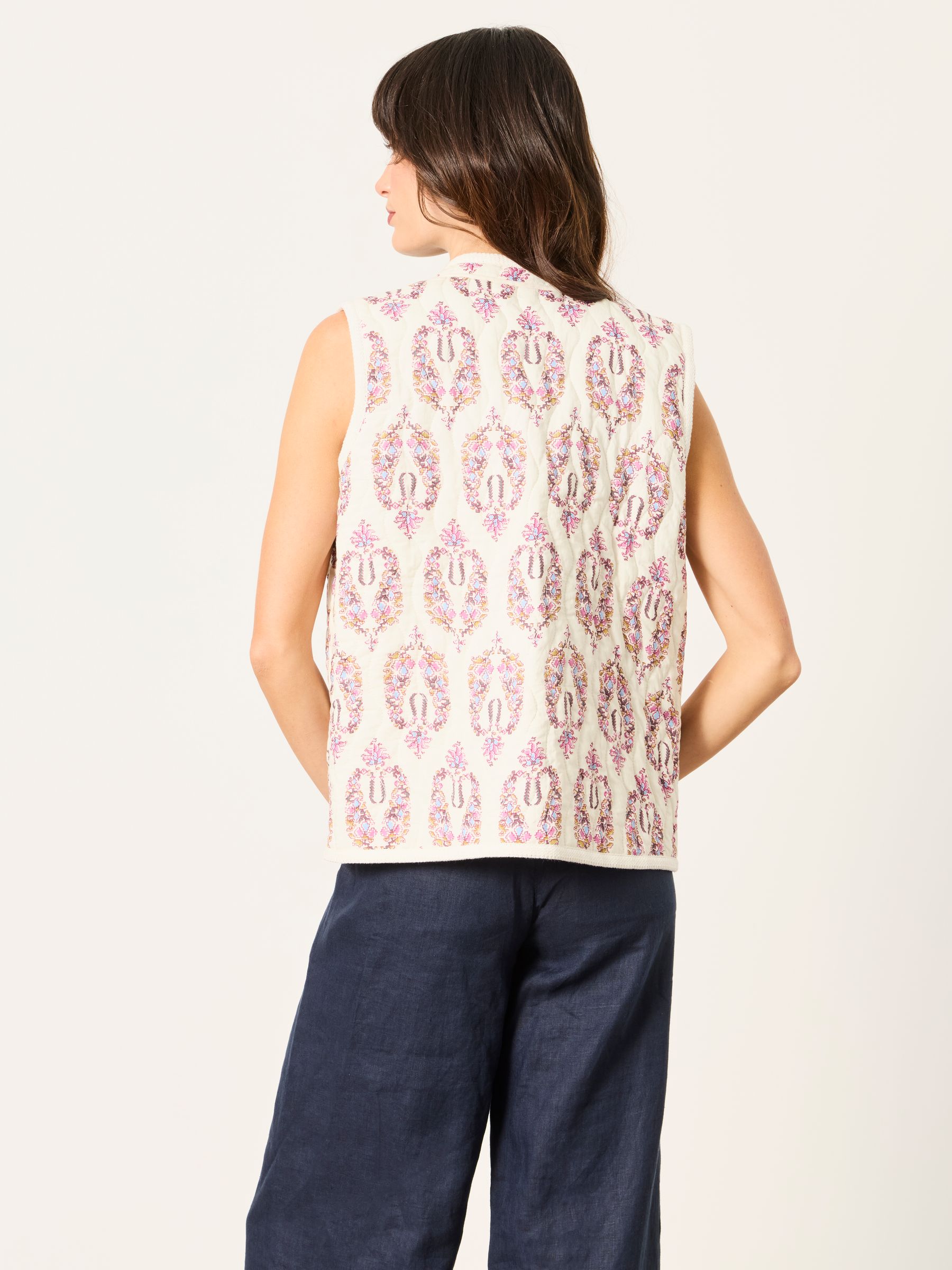 Ivory Regular Petite Floral Ivory Waistcoat - Image 2 of 8