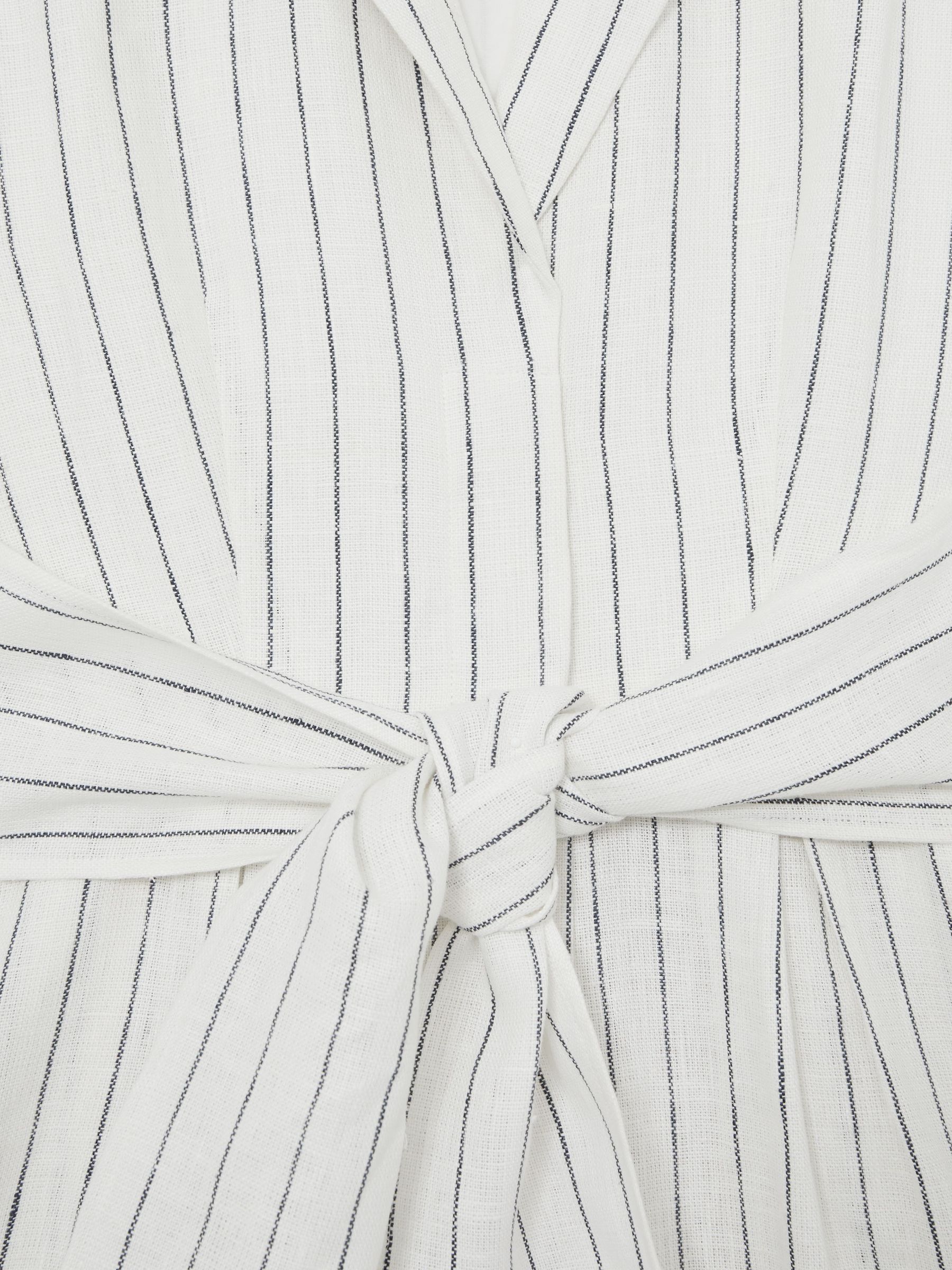 Linen Pinstripe Belted Playsuit in Ivory/Navy - image 3