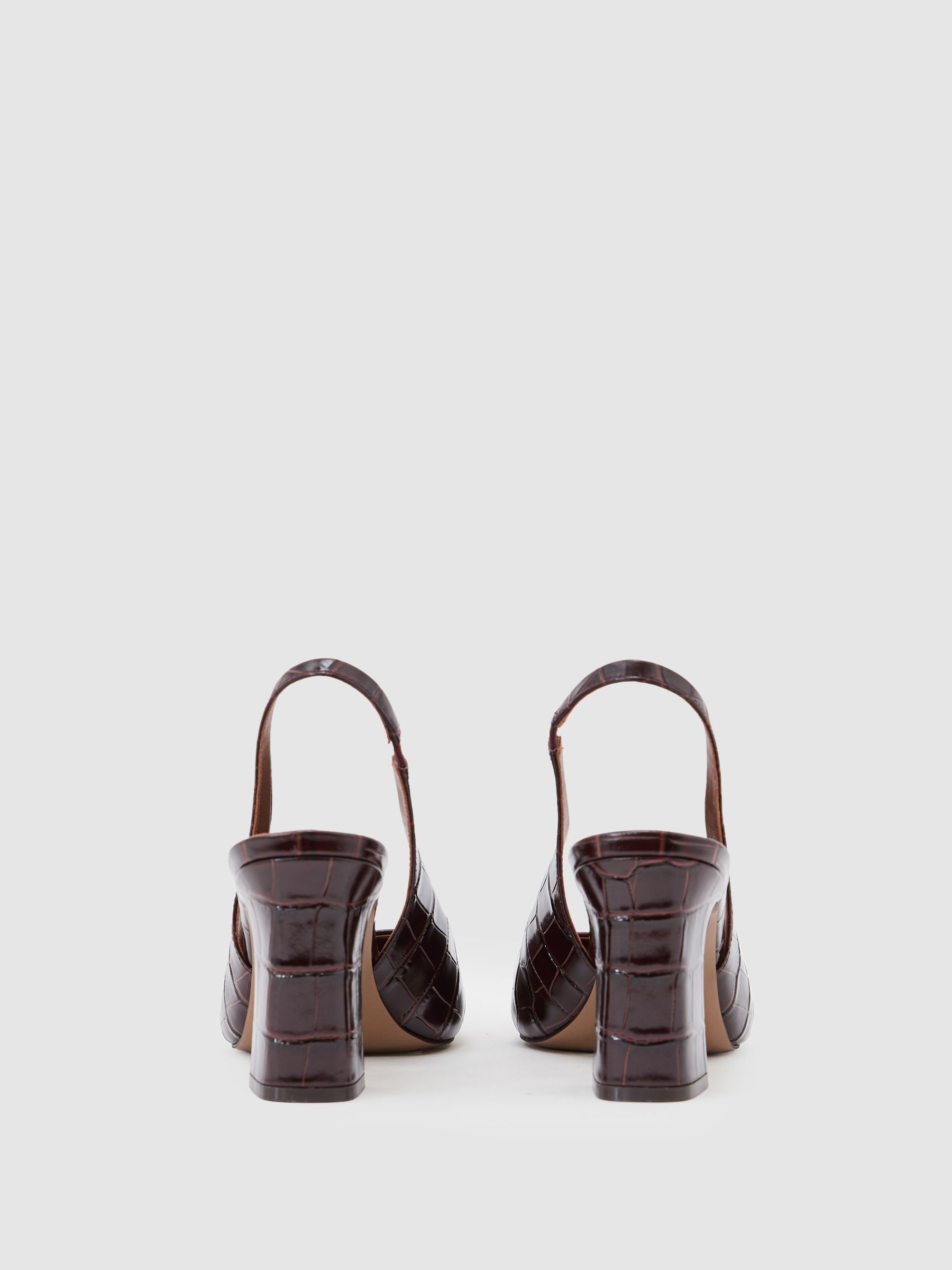 Leather Slingback Court Shoes in Burgundy - image 4