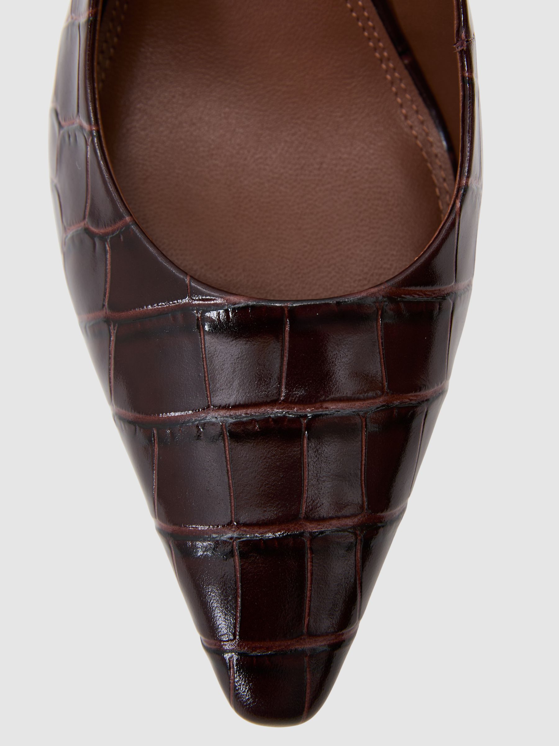 Leather Slingback Court Shoes in Burgundy - Image 5 of 6