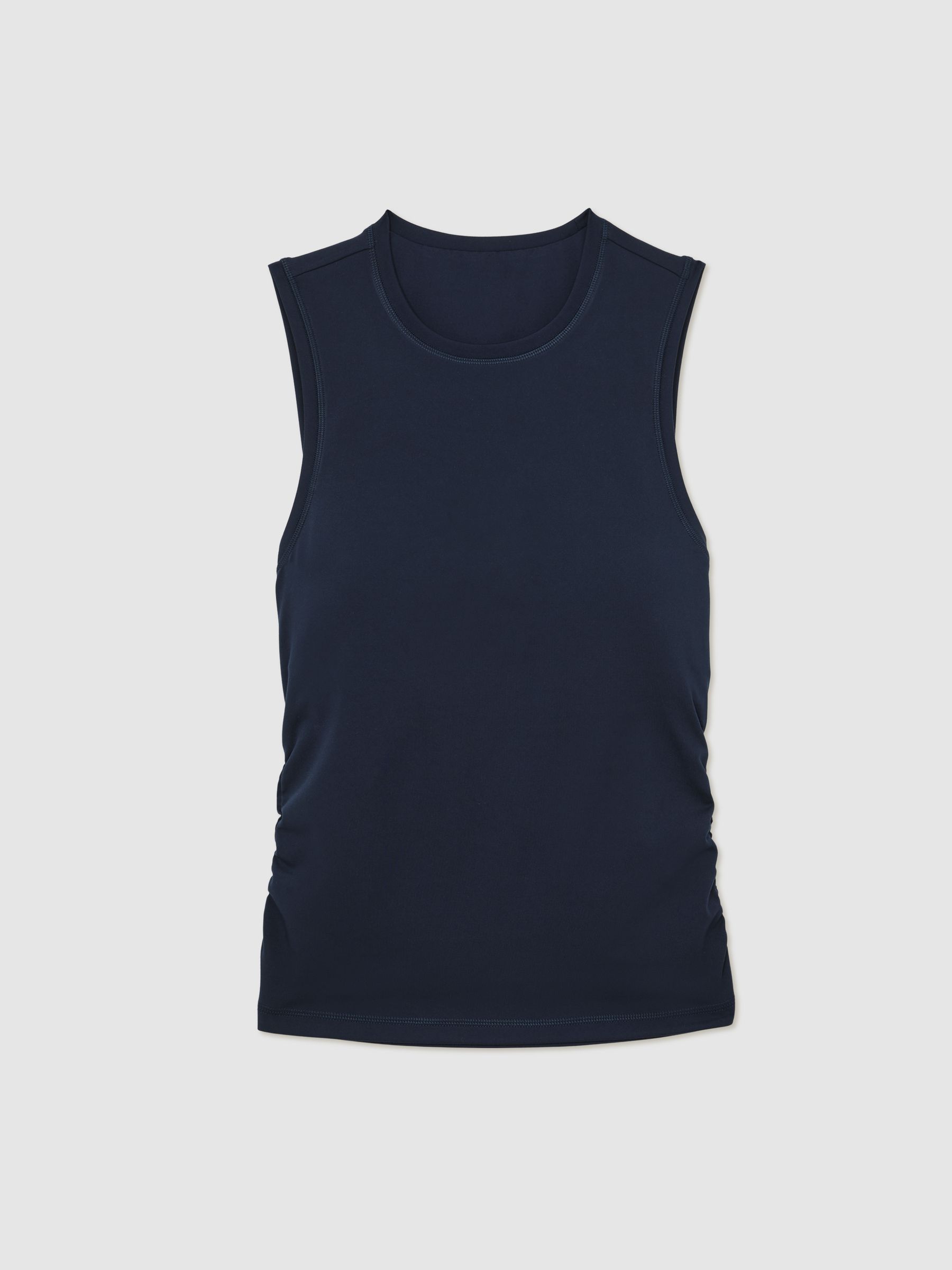 Crew-Neck Ruched Sports Vest in Navy - Image 2 of 6