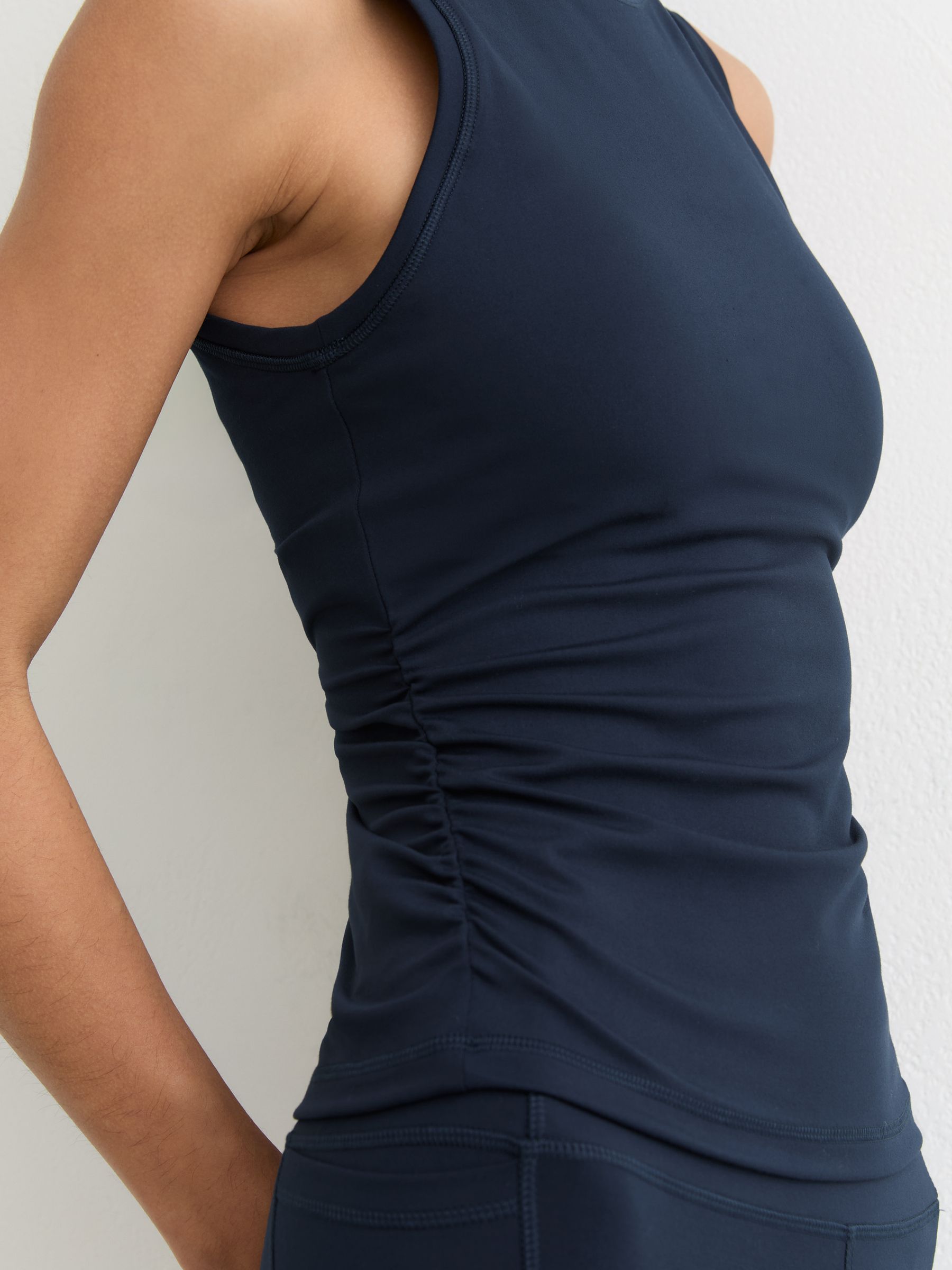 Crew-Neck Ruched Sports Vest in Navy - Image 3 of 6
