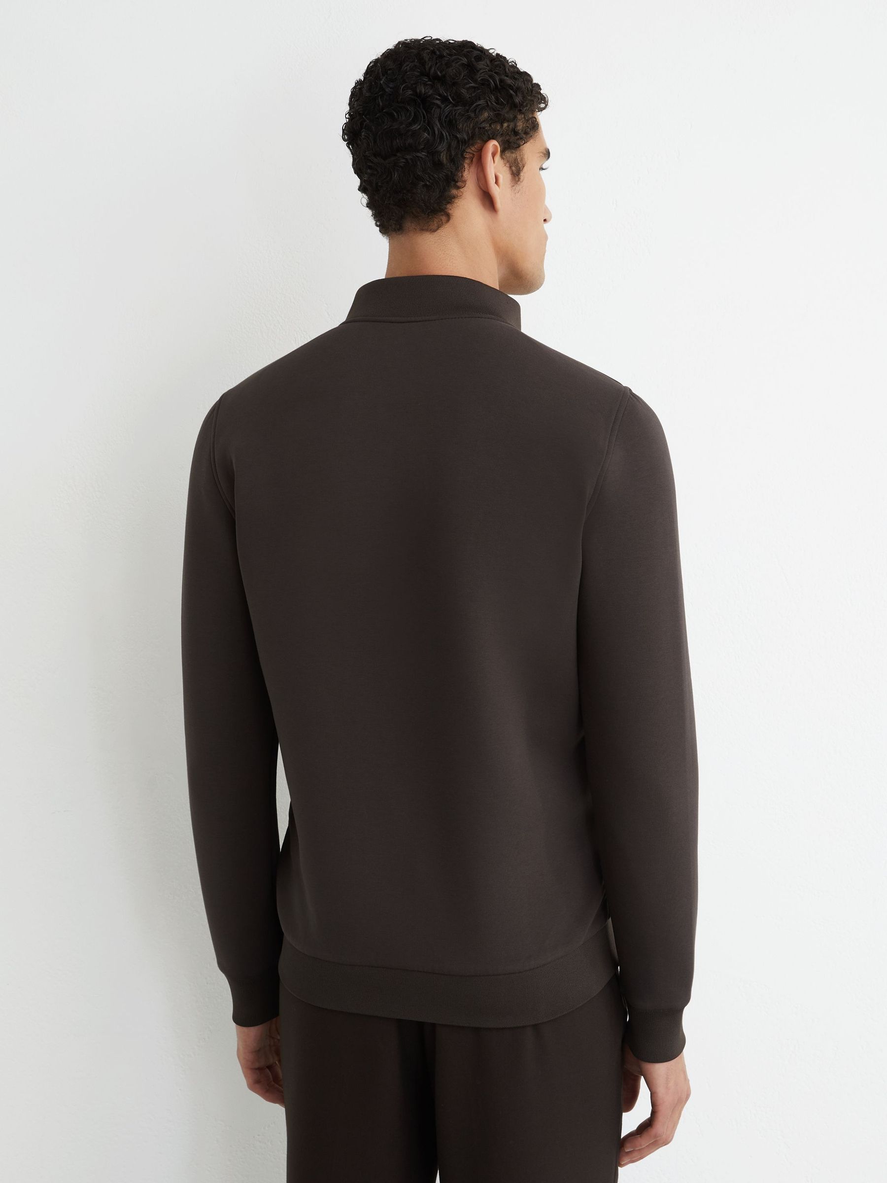 Hybrid Quilt and Interlock Zip Jacket in Chocolate Brown - image 4