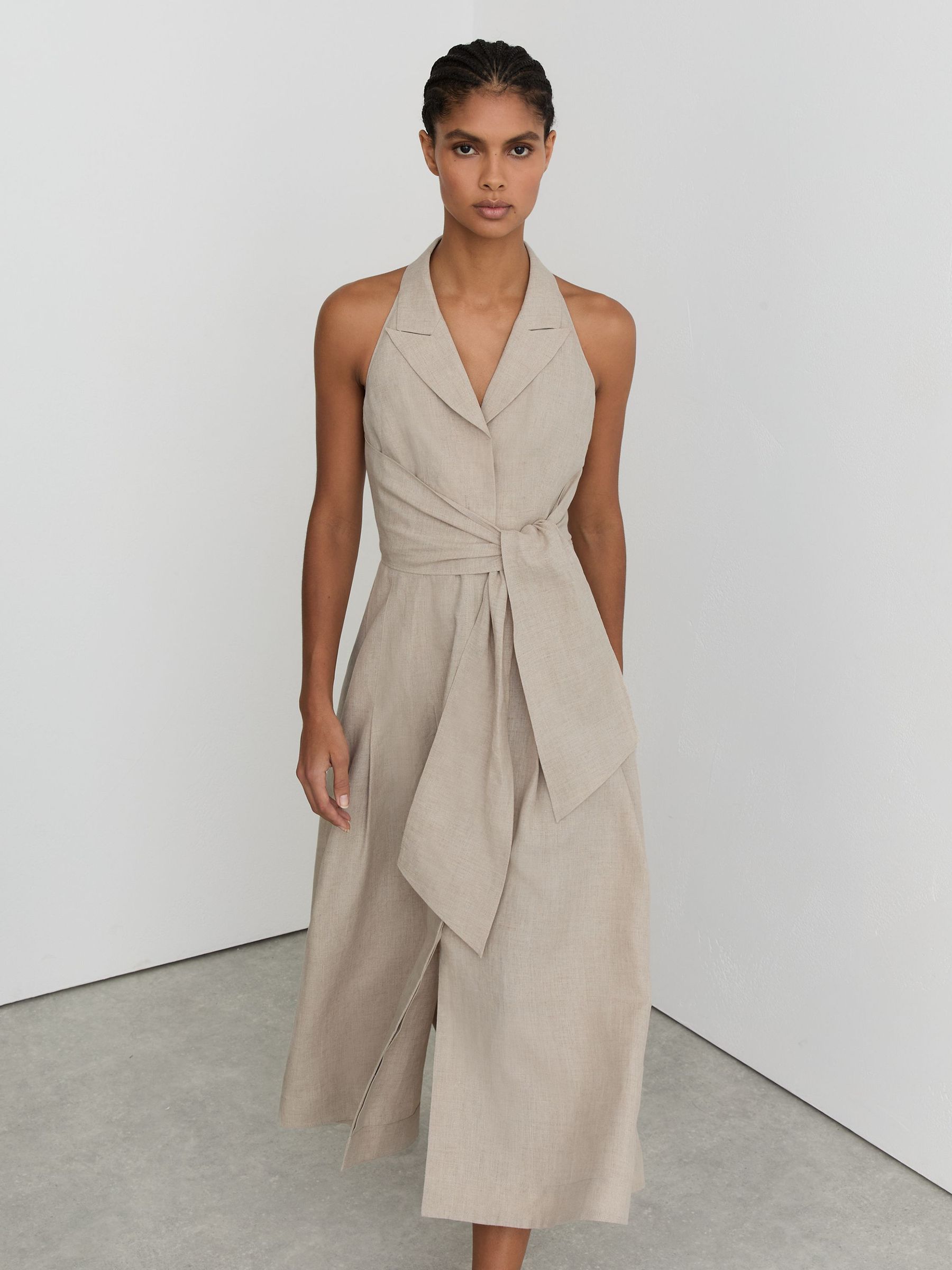 premium linen scalloped midi dress Hadleigh Scallop Trim Midi Dress main image 0