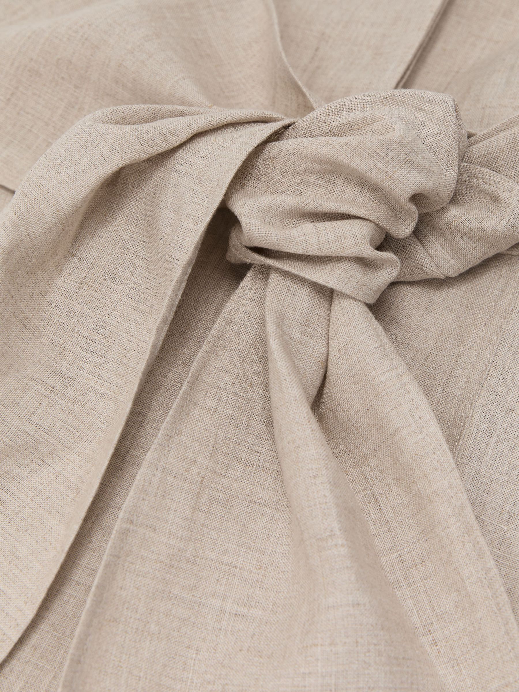 محايد ـ فستان كتّان متوسط الطول برباط خصر ذو تفصيل خاص - صورة 9 من 9