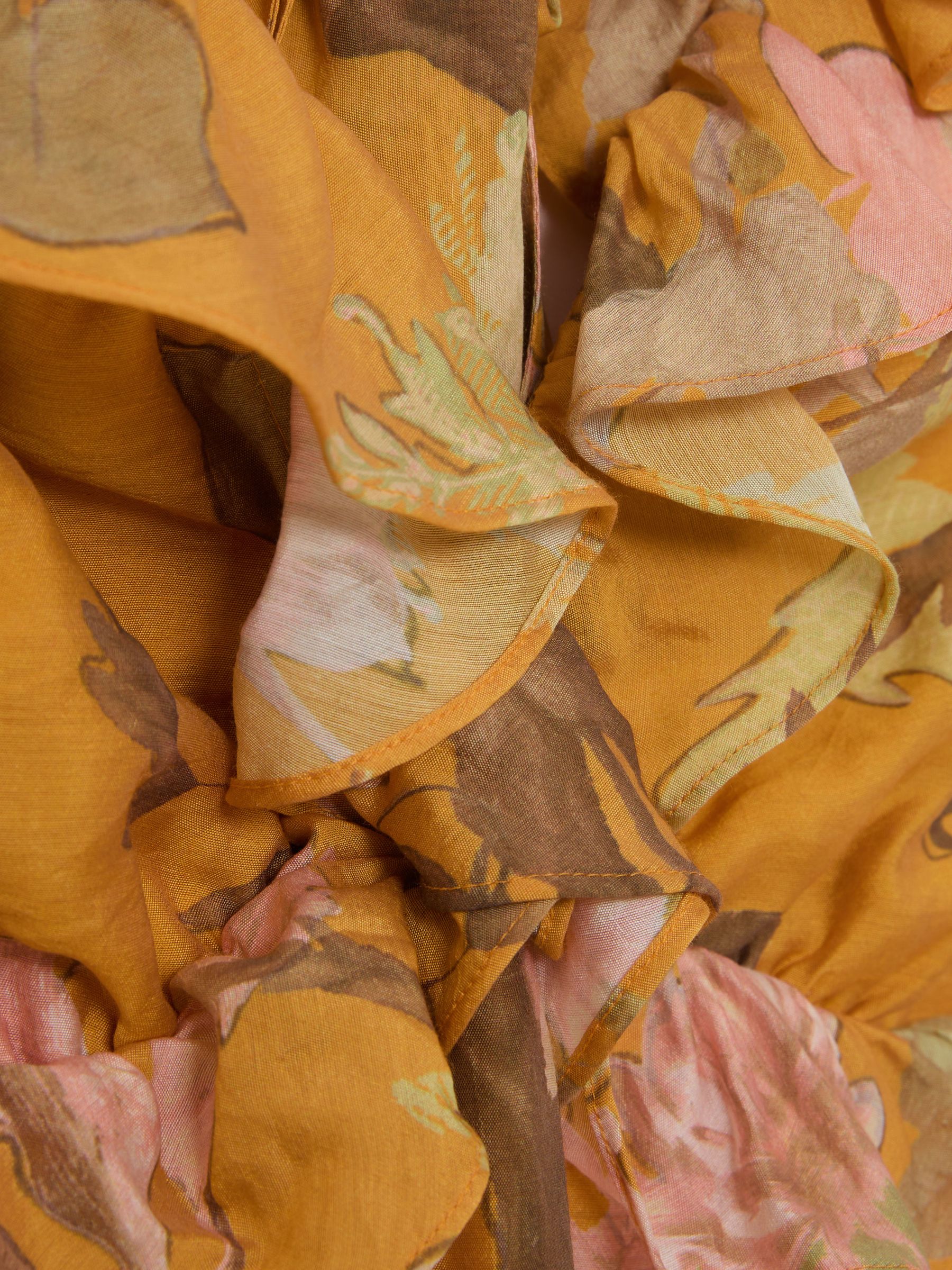 Floral-Print Frill-Trim Midi Dress in Yellow - image 2