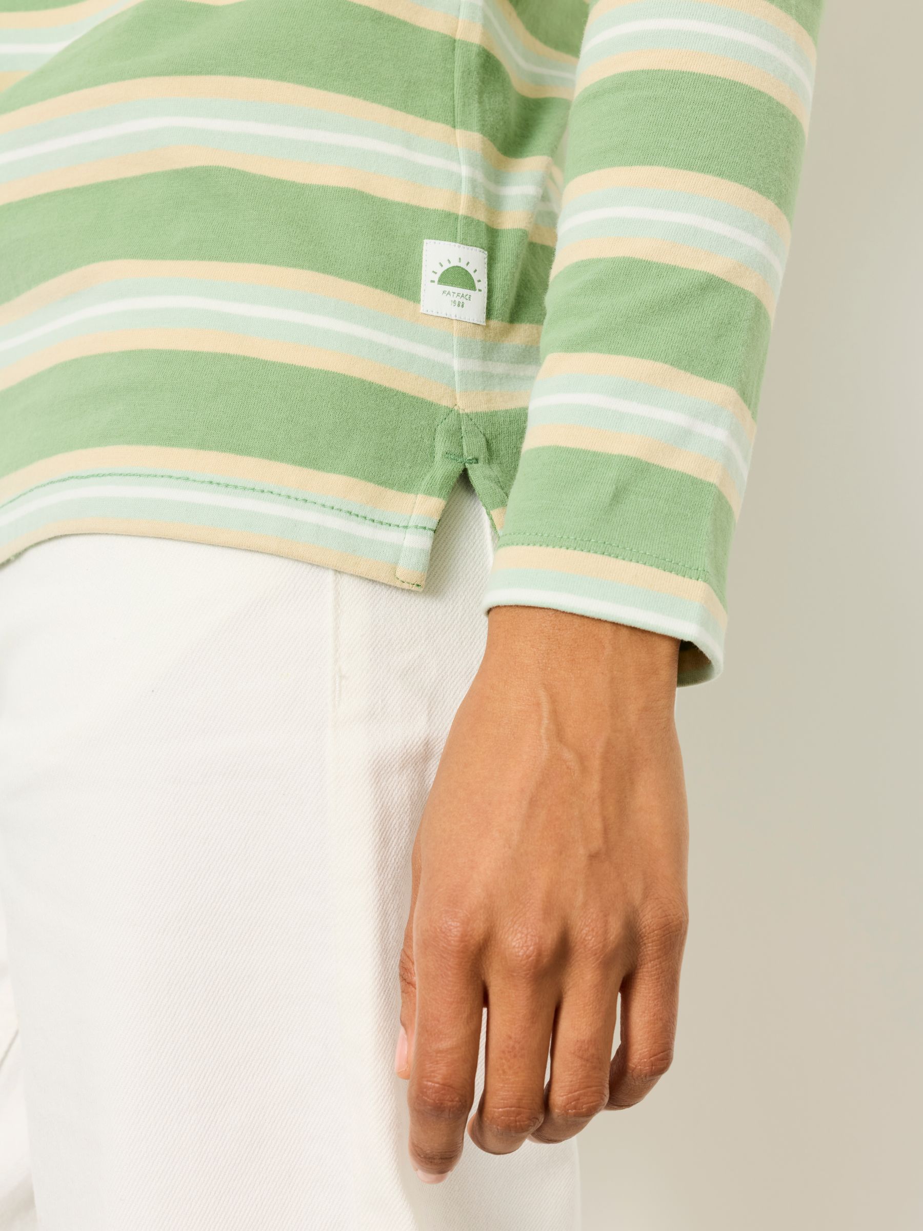 Breton Green Striped 100% Cotton T-Shirt - Image 3 of 6