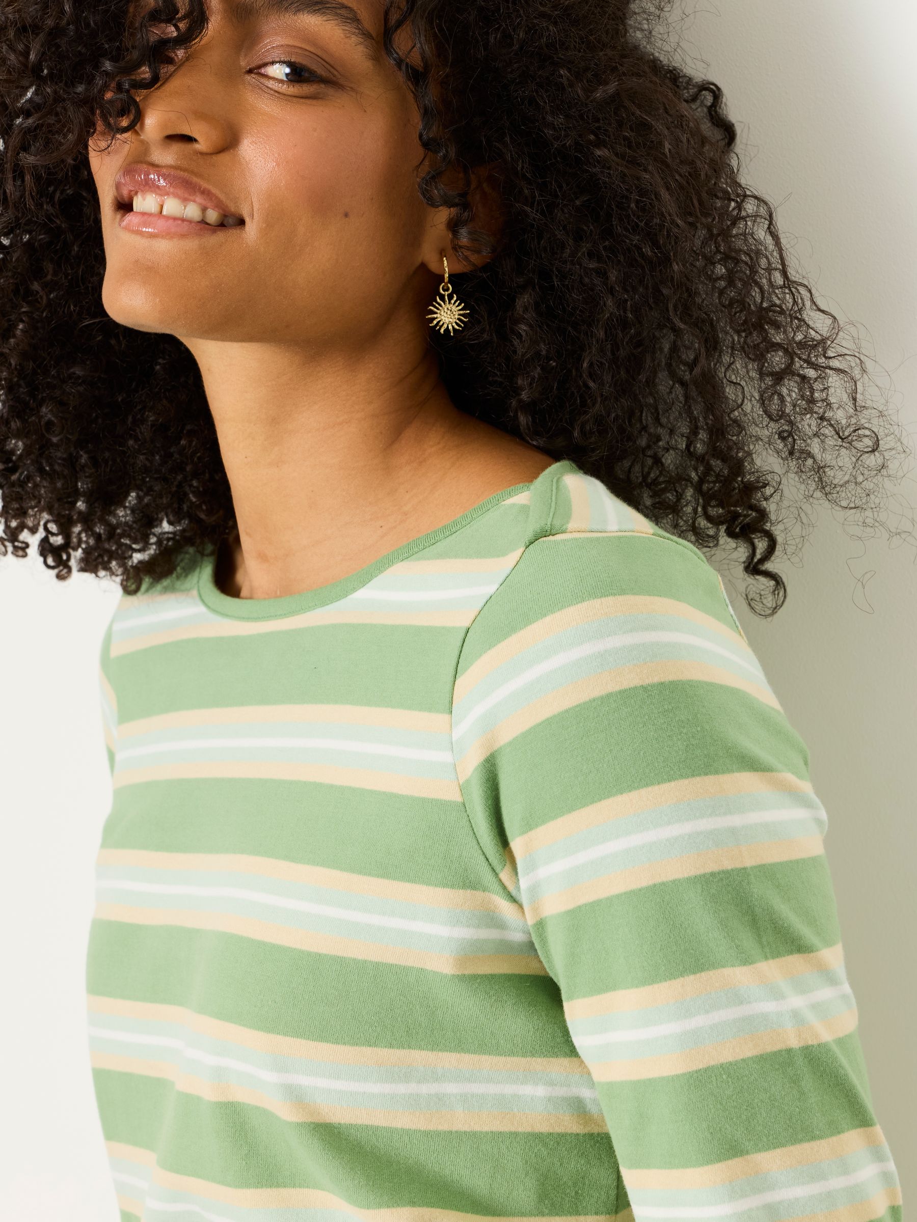 Breton Green Striped 100% Cotton T-Shirt - Image 4 of 6