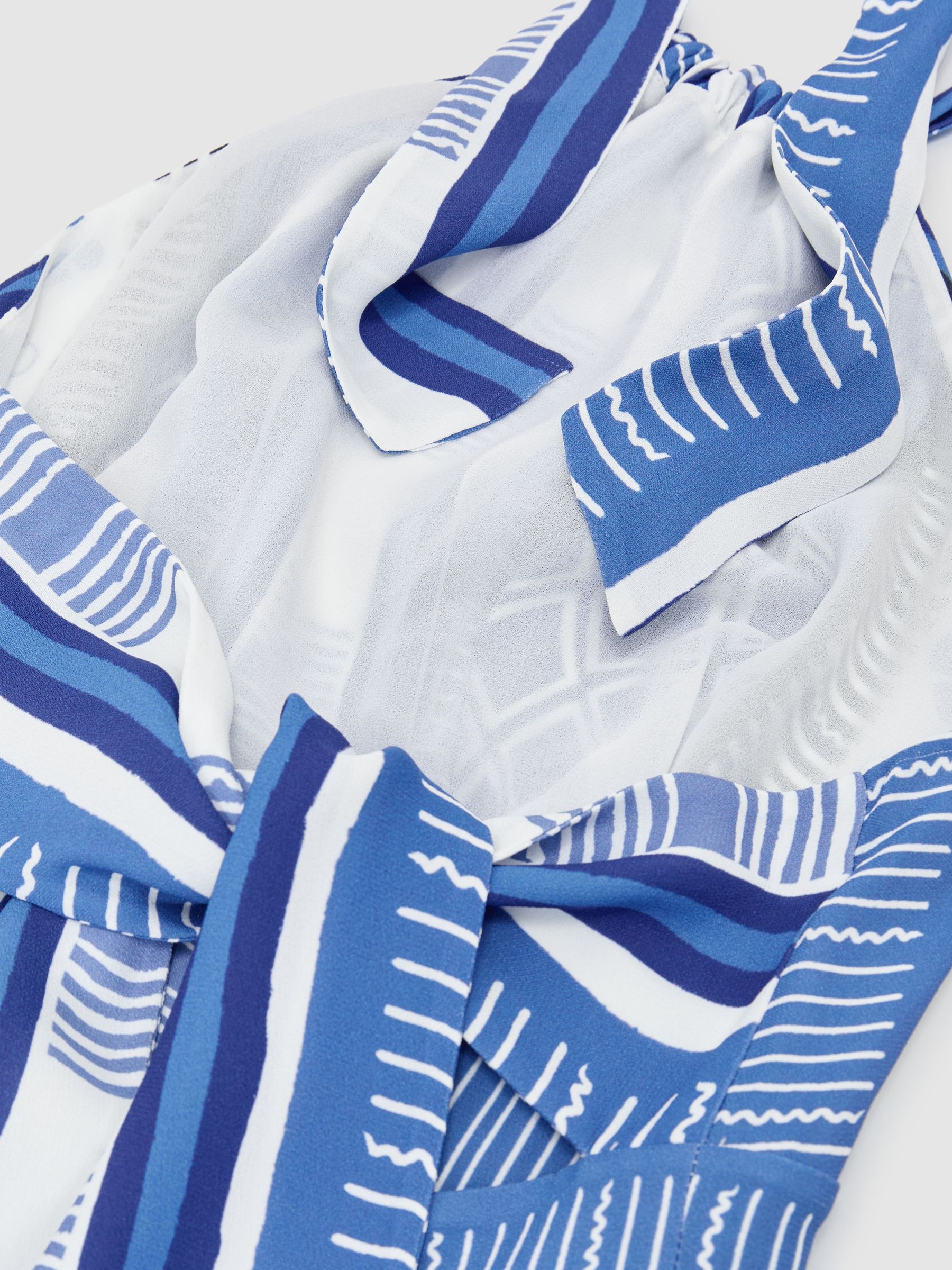 Scarf-Print Halterneck Midi Dress in Blue - image 3