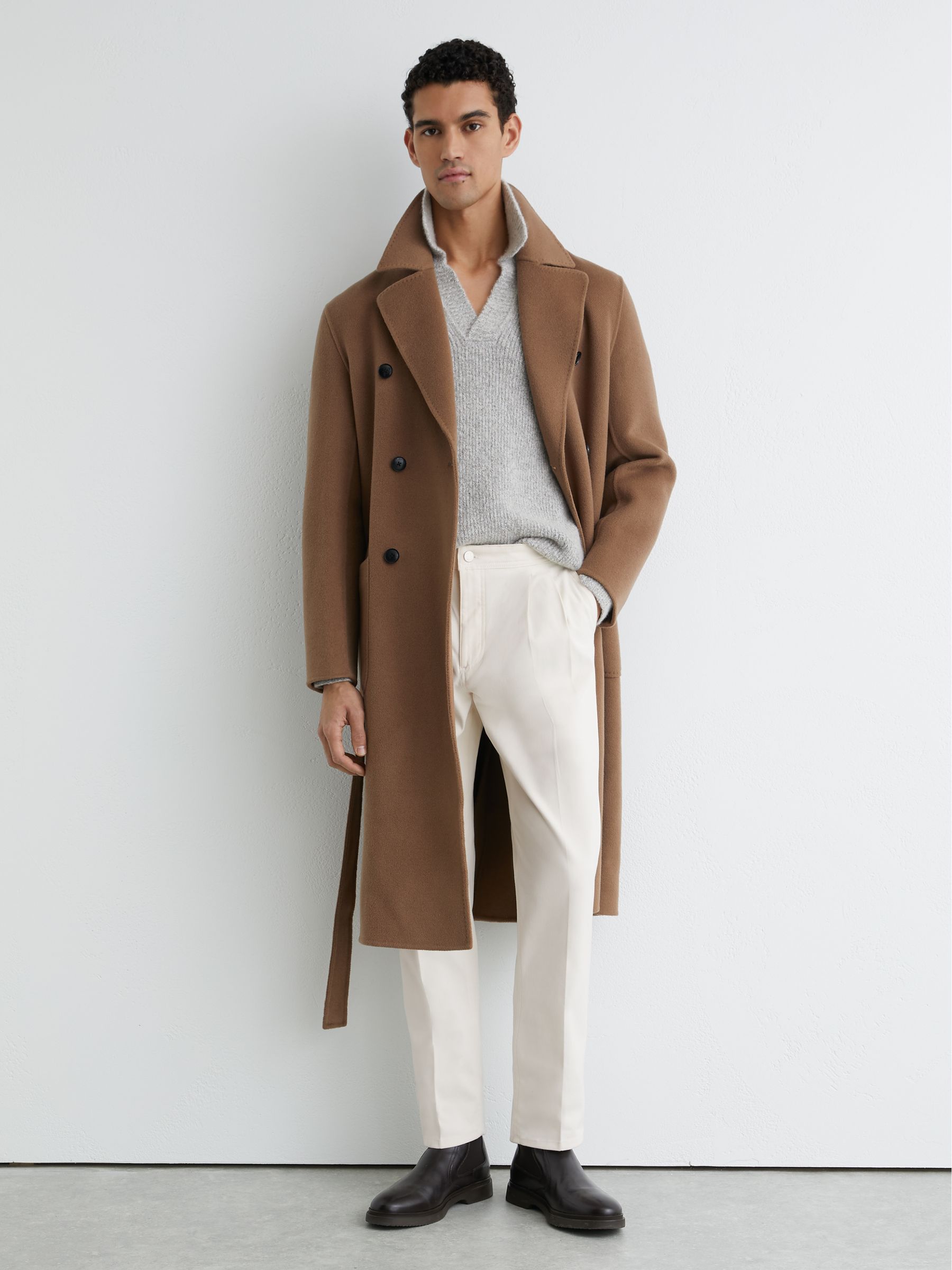 Atelier Brushed Pleated Classic-Fit Trousers in White - Image 1 of 7 Atelier Brushed Pleated Classic-Fit Trousers in White - Image 1 of 7