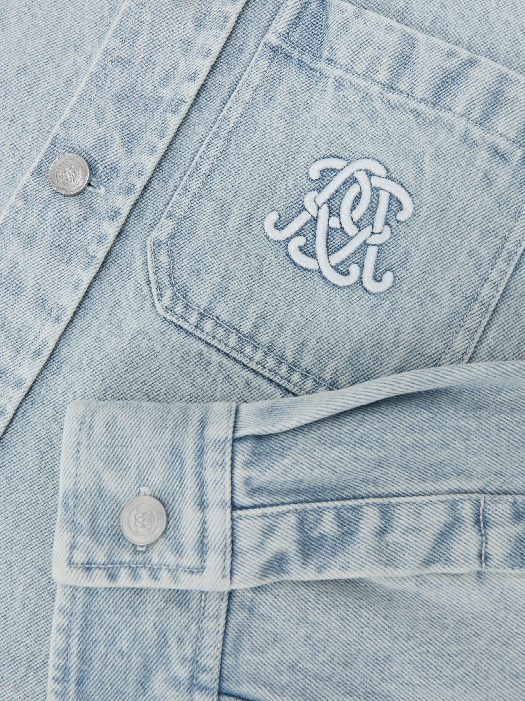 Monogram Relaxed Washed-Denim Overshirt in Acid Blue - Image 7 of 7