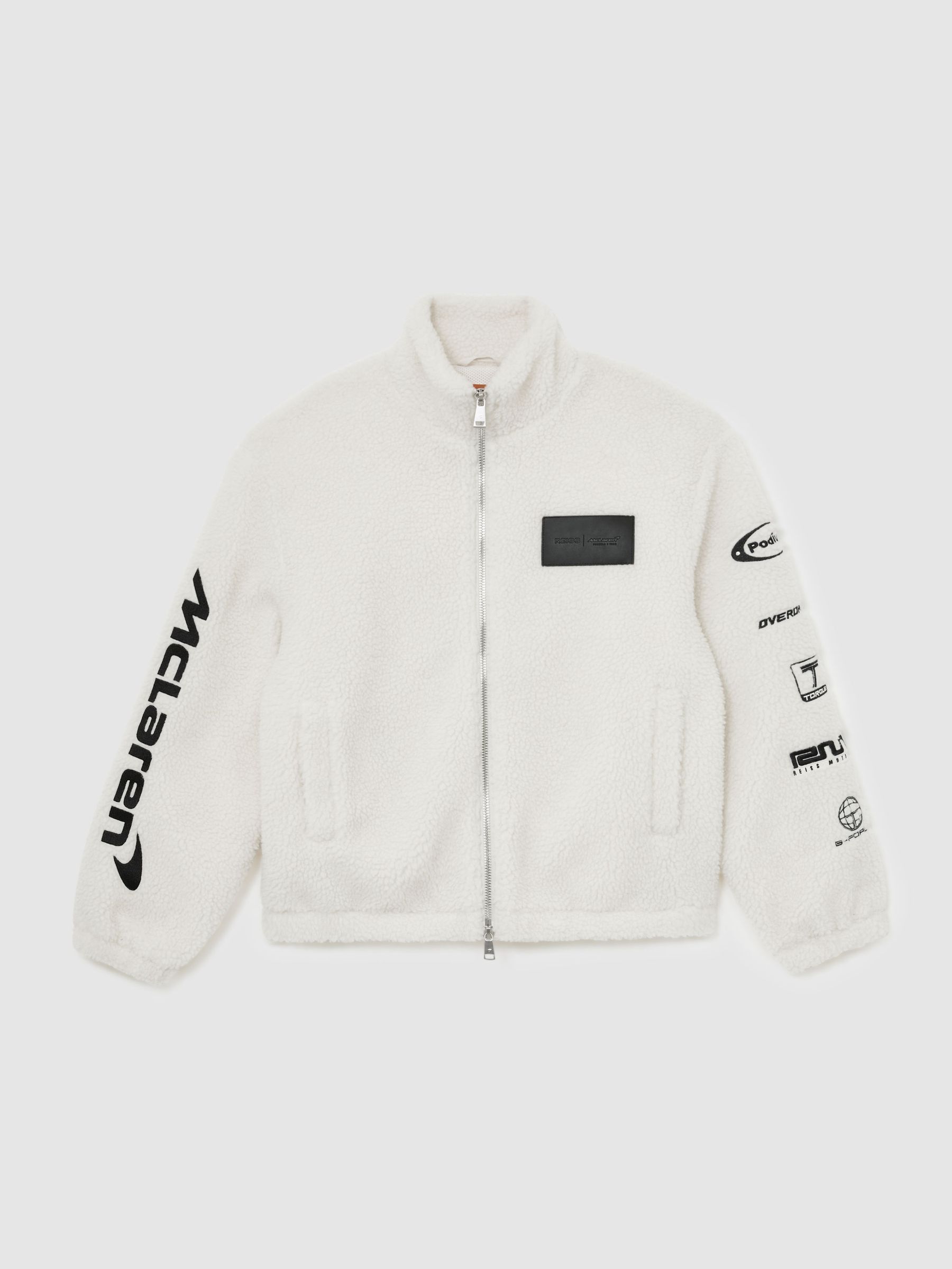 McLaren White Racing Logo Fleece Jacket Unisex-Fit in White - Image 1 of 9