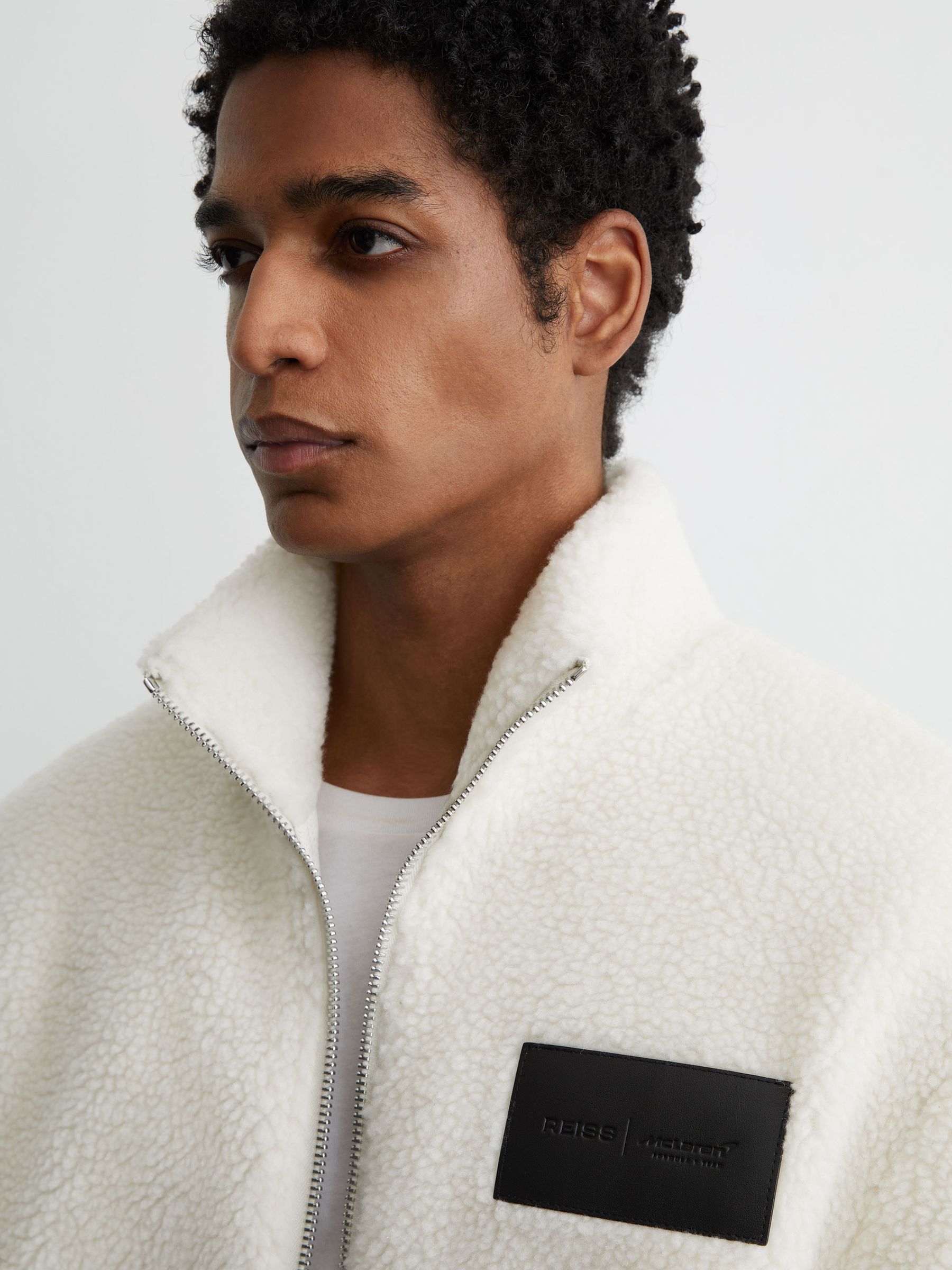 McLaren White Racing Logo Fleece Jacket Unisex-Fit in White - Image 3 of 9