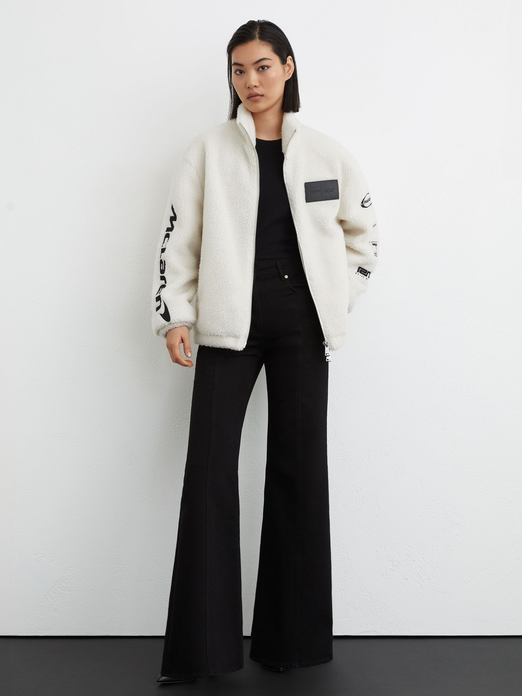 McLaren White Racing Logo Fleece Jacket Unisex-Fit in White - Image 4 of 9