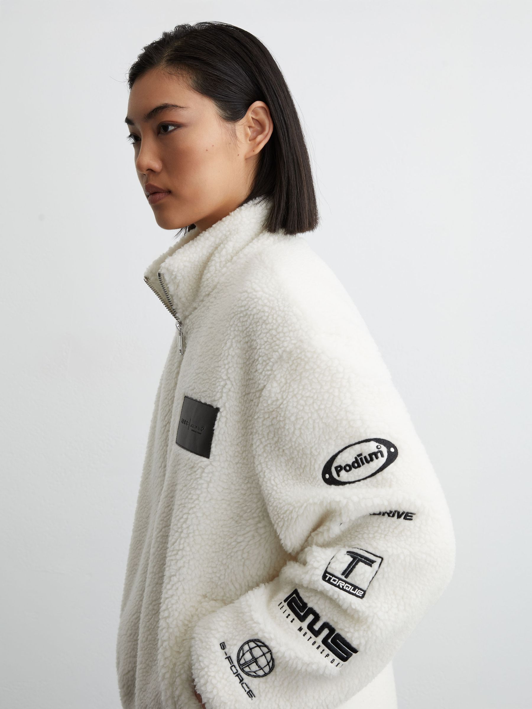 McLaren White Racing Logo Fleece Jacket Unisex-Fit in White - Image 5 of 9