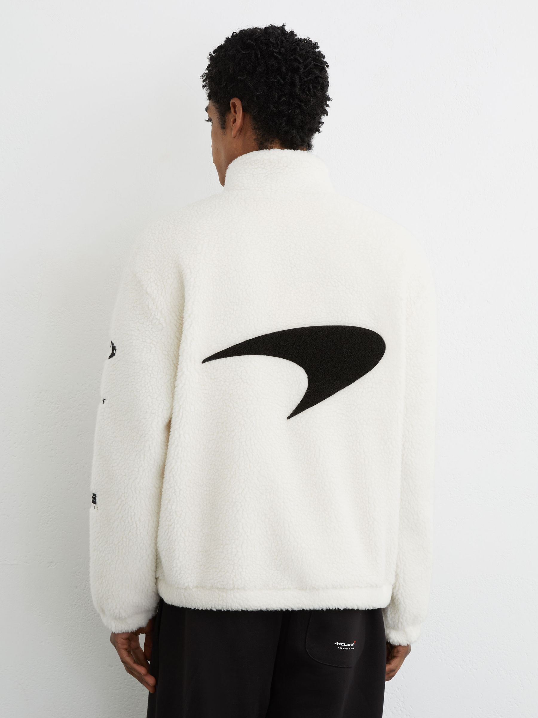 McLaren White Racing Logo Fleece Jacket Unisex-Fit in White - Image 6 of 9