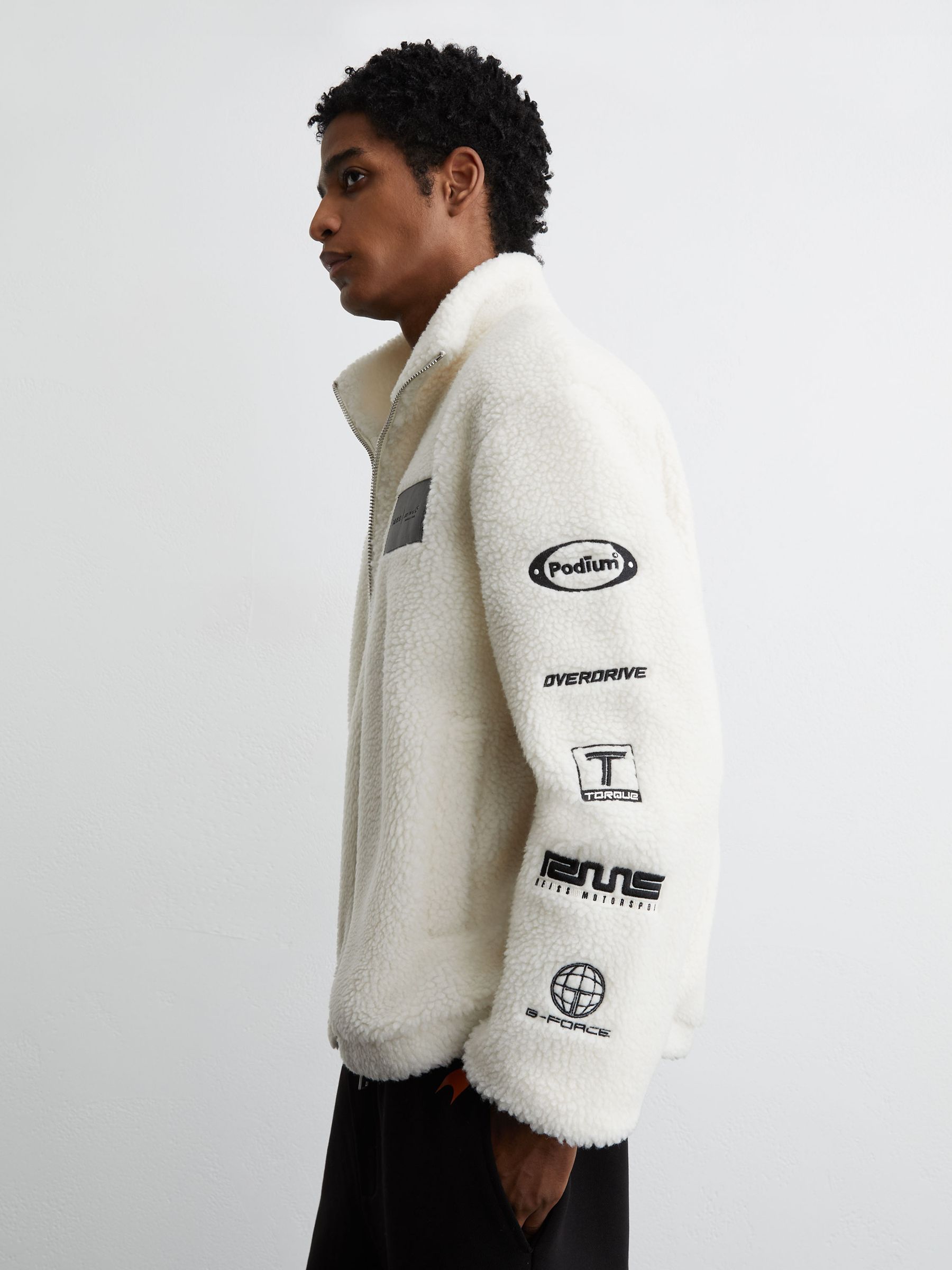 McLaren White Racing Logo Fleece Jacket Unisex-Fit in White - Image 7 of 9