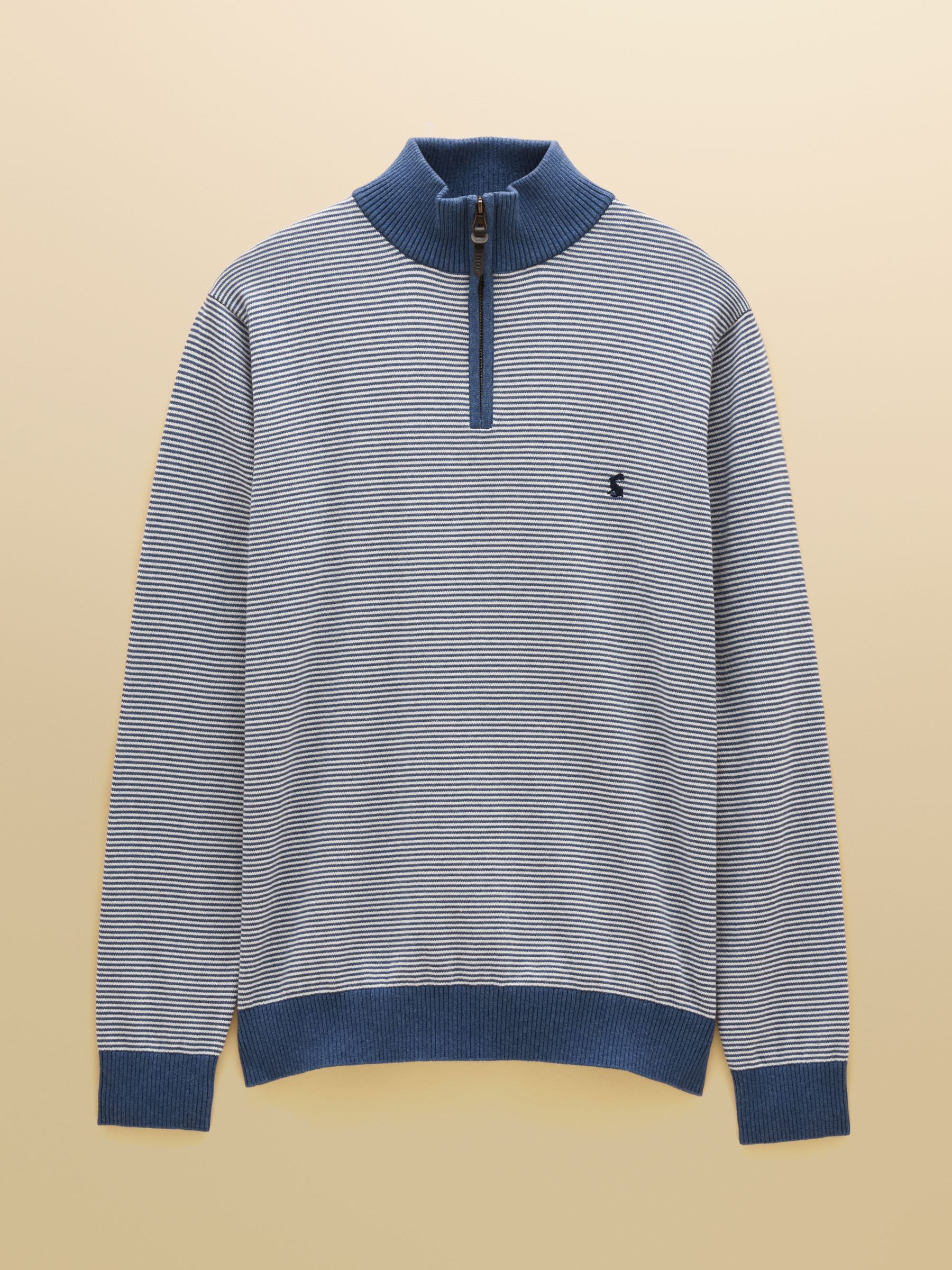 Hillside Blue Striped Quarter Zip Knitted Jumper - Image 5 of 5