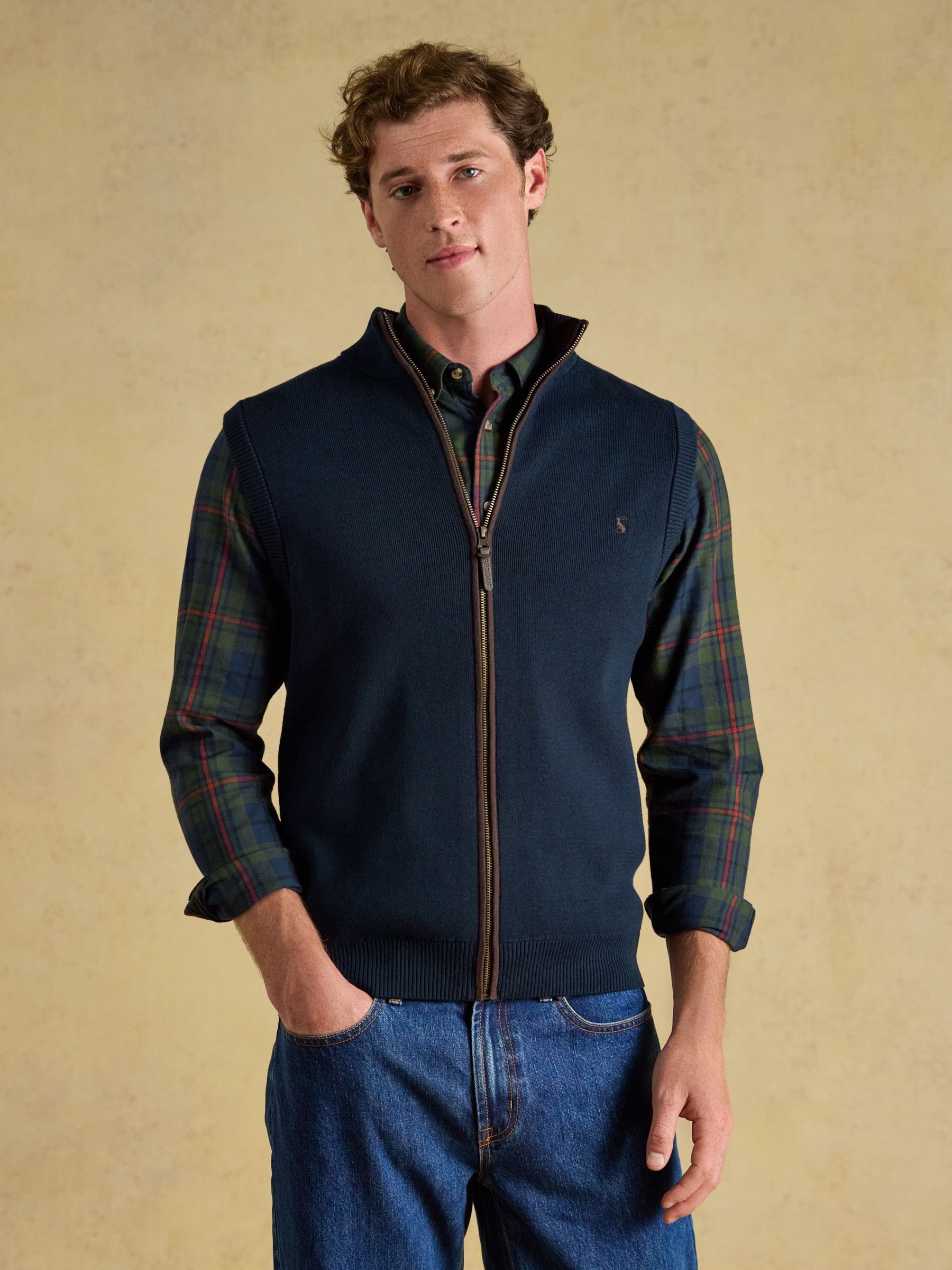 Navy Hillside Zip Up Gilet - Image 1 of 10 Navy Hillside Zip Up Gilet - Image 1 of 10