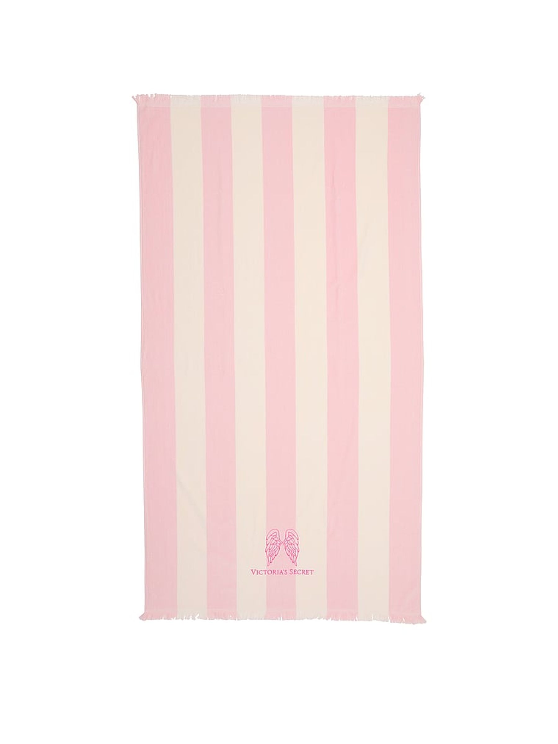 Pink Iconic Stripe Tassel Beach Towel - Image 1 of 2 Pink Iconic Stripe Tassel Beach Towel - Image 1 of 2