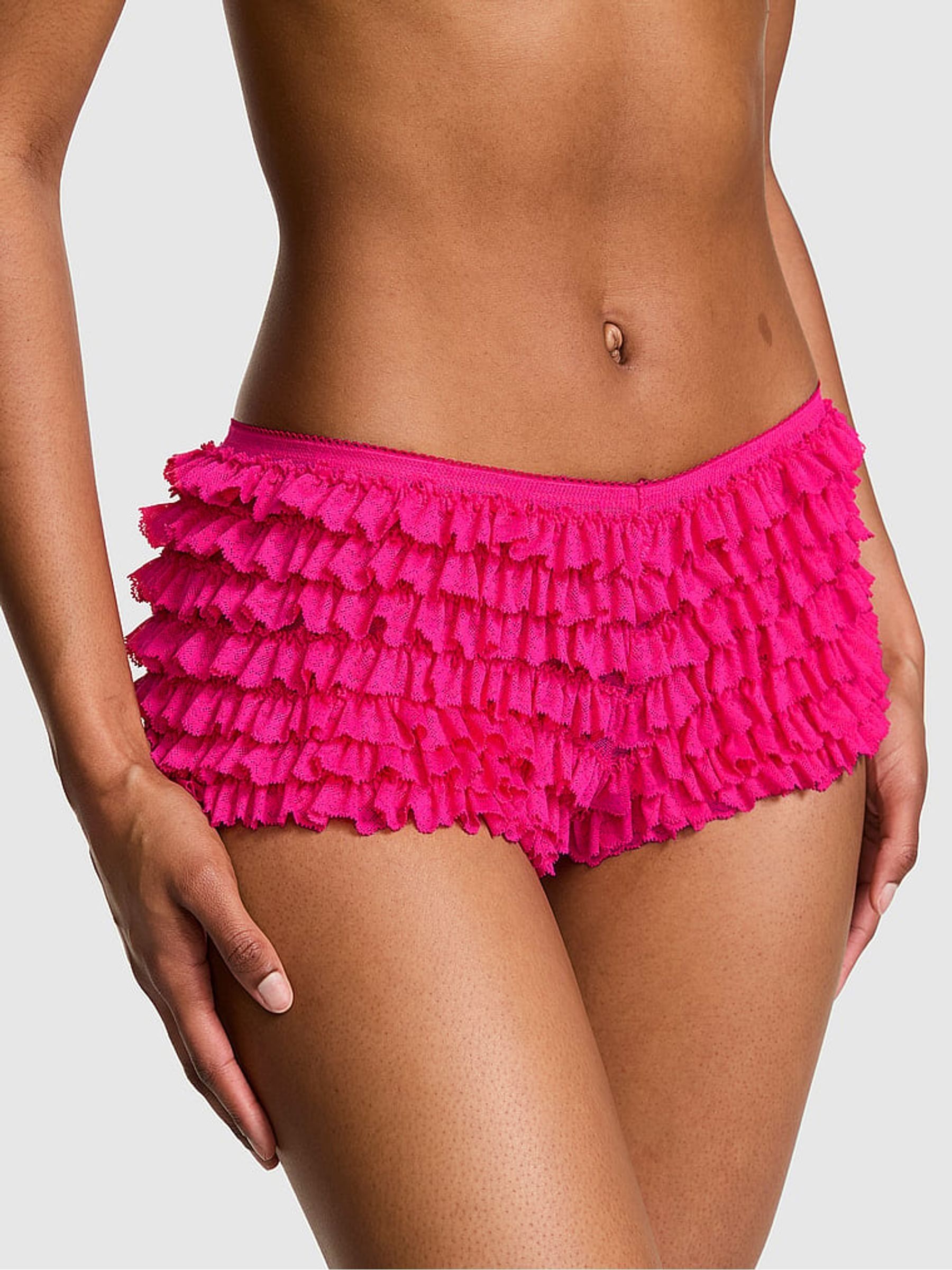 Hot Stuff Pink Short Strawberry Embroidery Lace Knickers - Image 1 of 2 Hot Stuff Pink Short Strawberry Embroidery Lace Knickers - Image 1 of 2