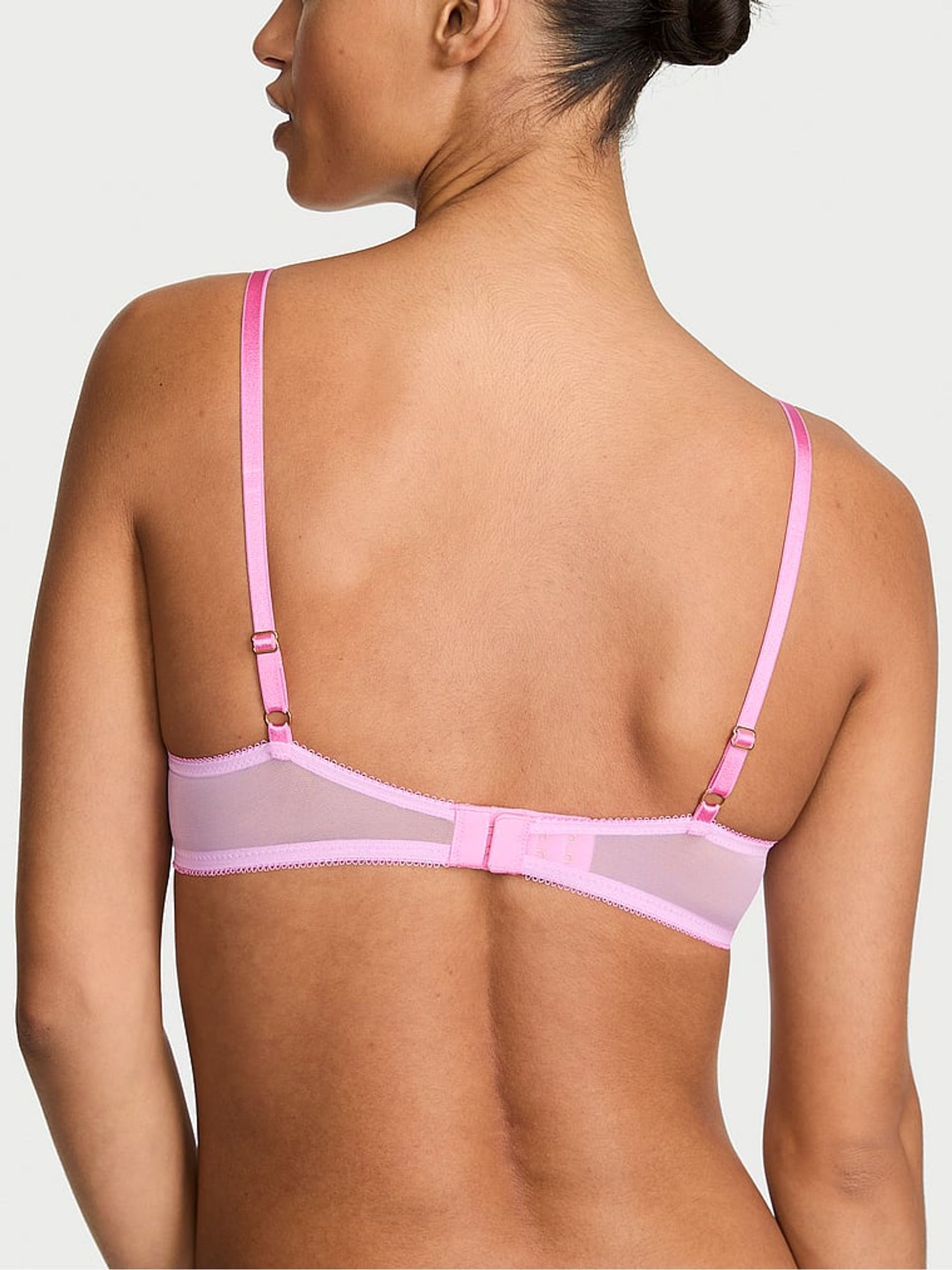 Watercolour Pink Unlined Balcony Embroidery Bra - Image 3 of 4