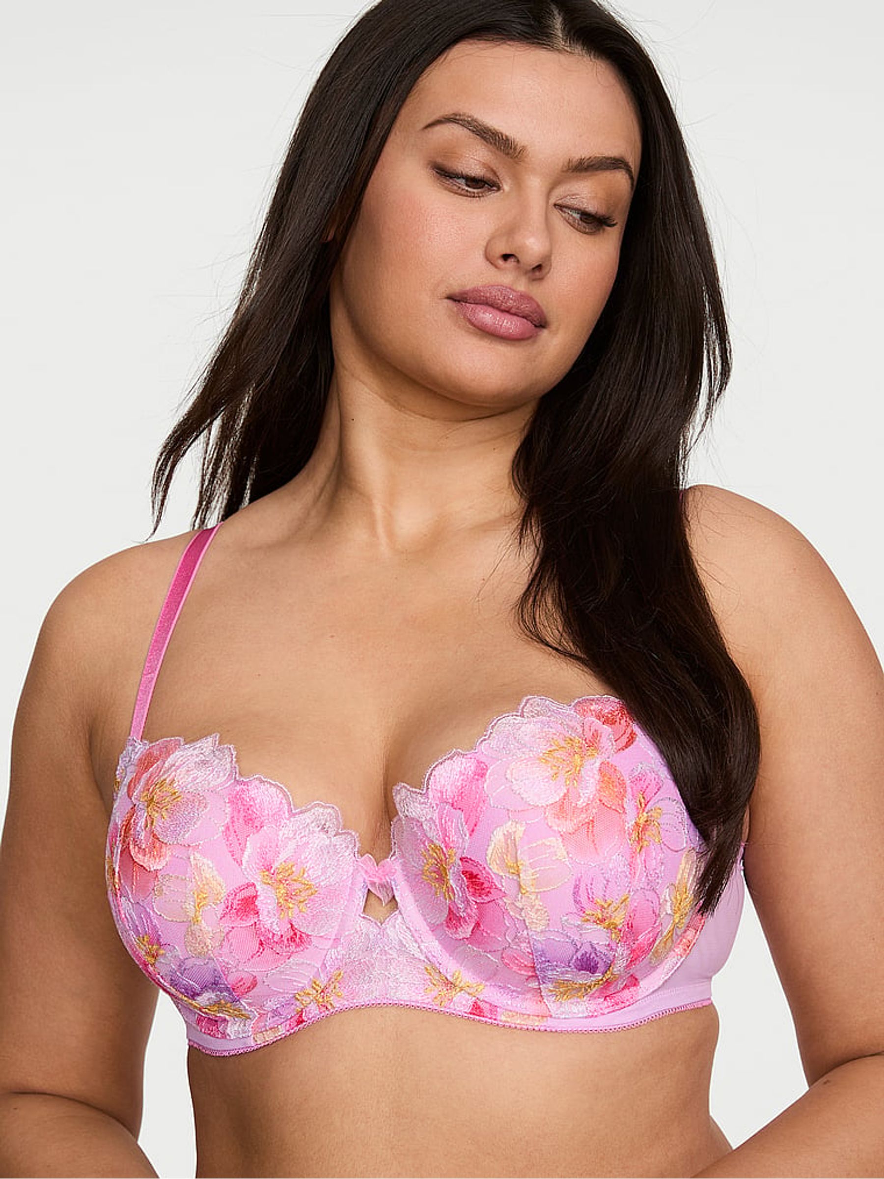 Watercolour Pink Lightly Lined Demi Embroidery Bra - Image 1 of 3
