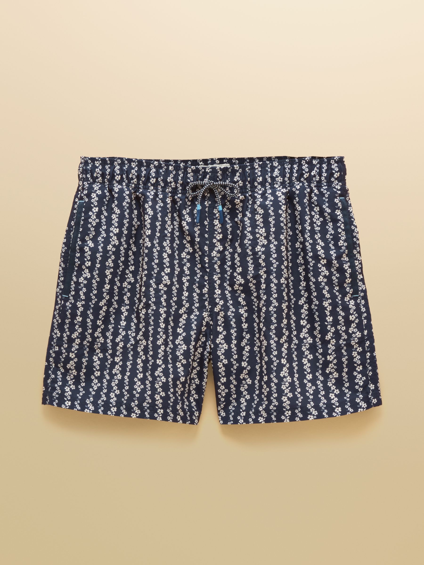 Navy Floral Printed Rugby Style Swim Shorts - Image 10 of 10