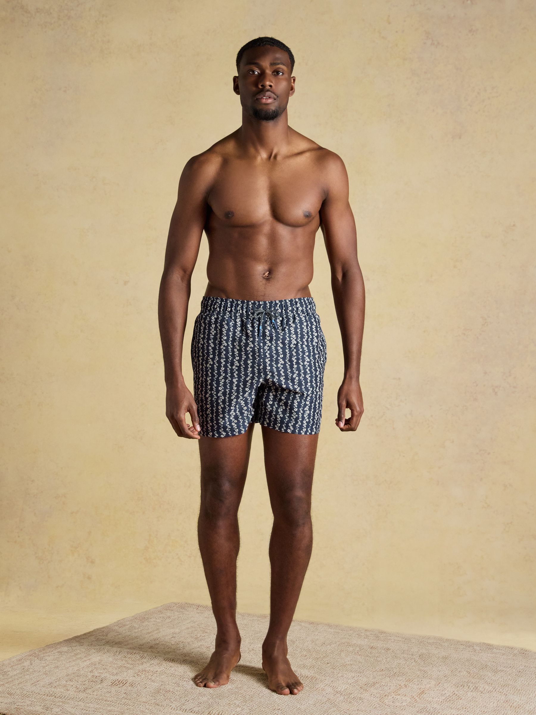 Navy Floral Printed Rugby Style Swim Shorts - Image 6 of 8