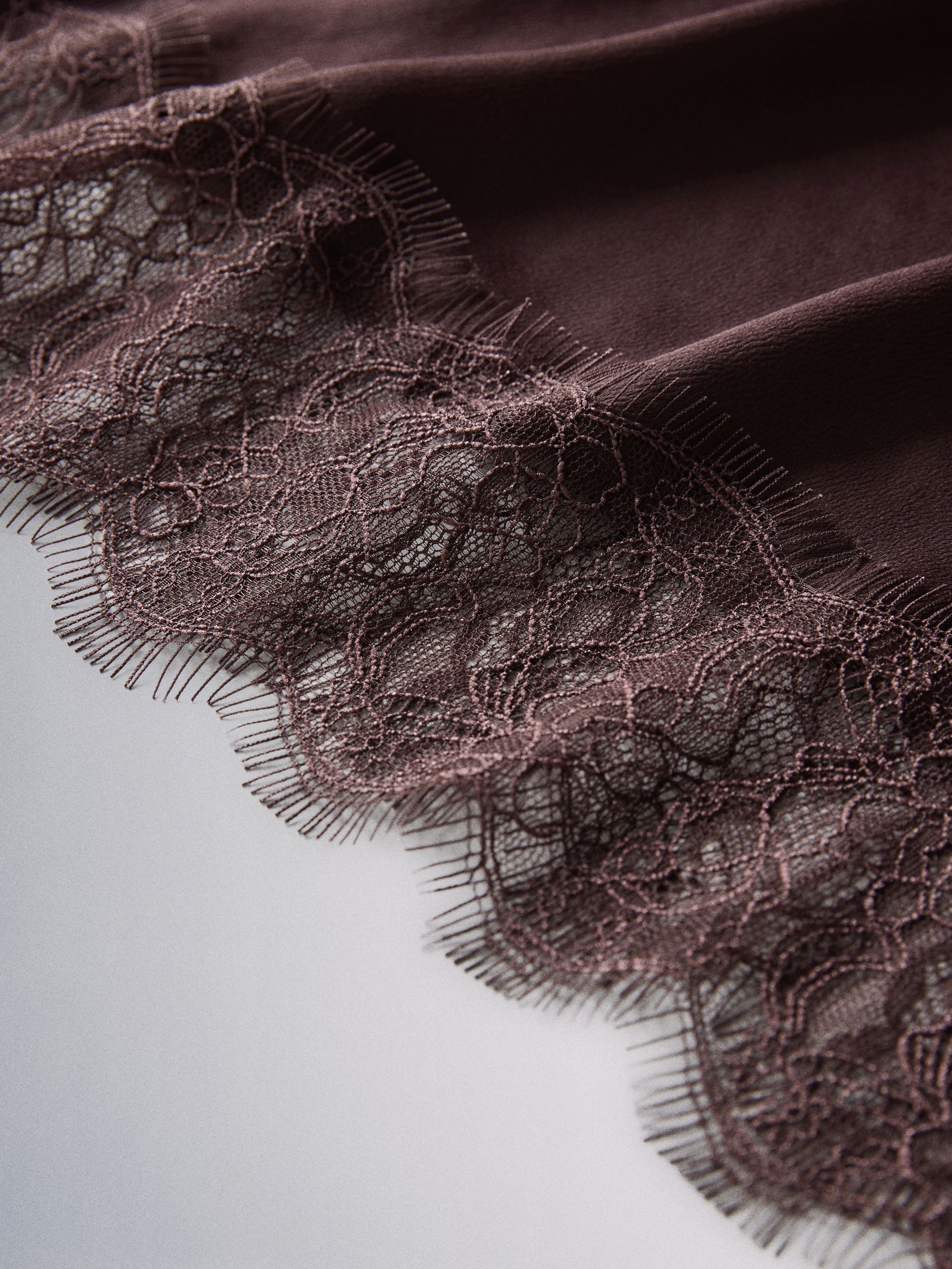 2 Pack Satin Crepe Lace Hem Asymmetric Midi Skirts Black/Plum - Image 6 of 6