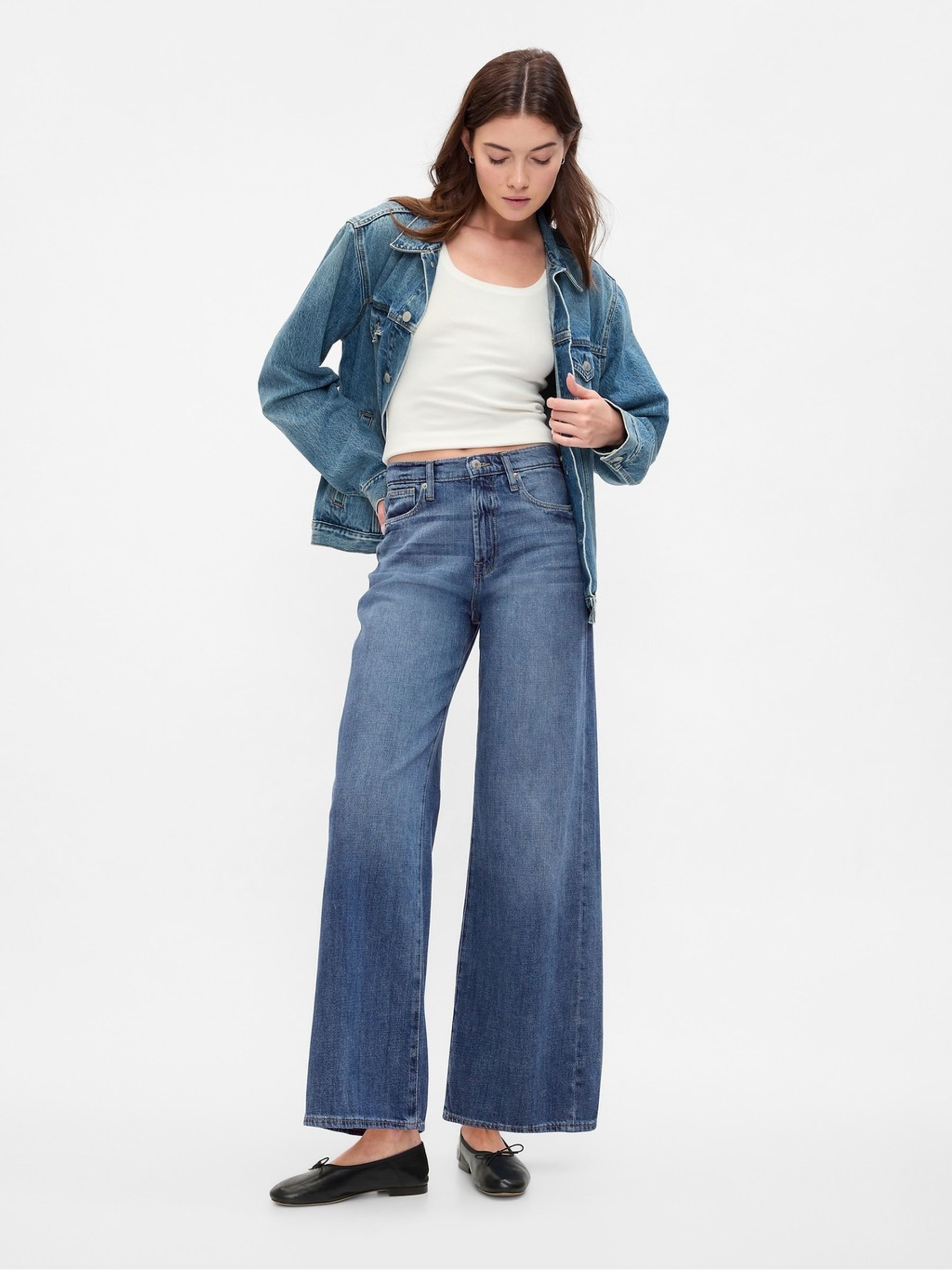 Medium Indigo High Waisted Wide-Leg Jeans - Image 3 of 3