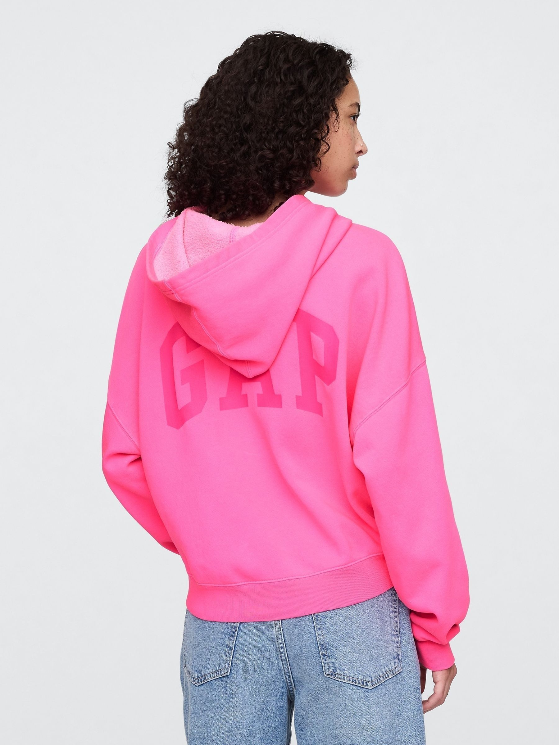 Pink Relaxed Mini-Logo Cropped Hoodie - Image 2 of 4