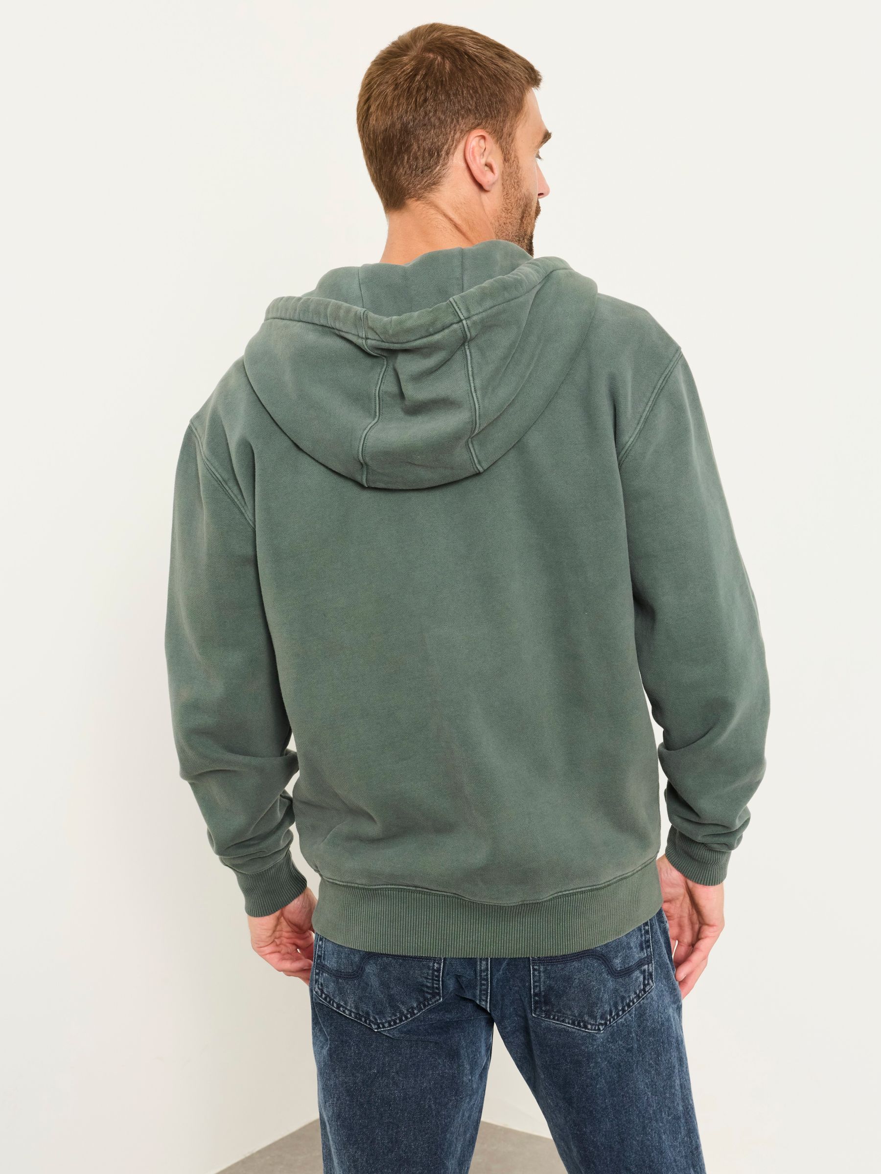Hayle Dark Green Zip Through Hoodie - Image 2 of 6
