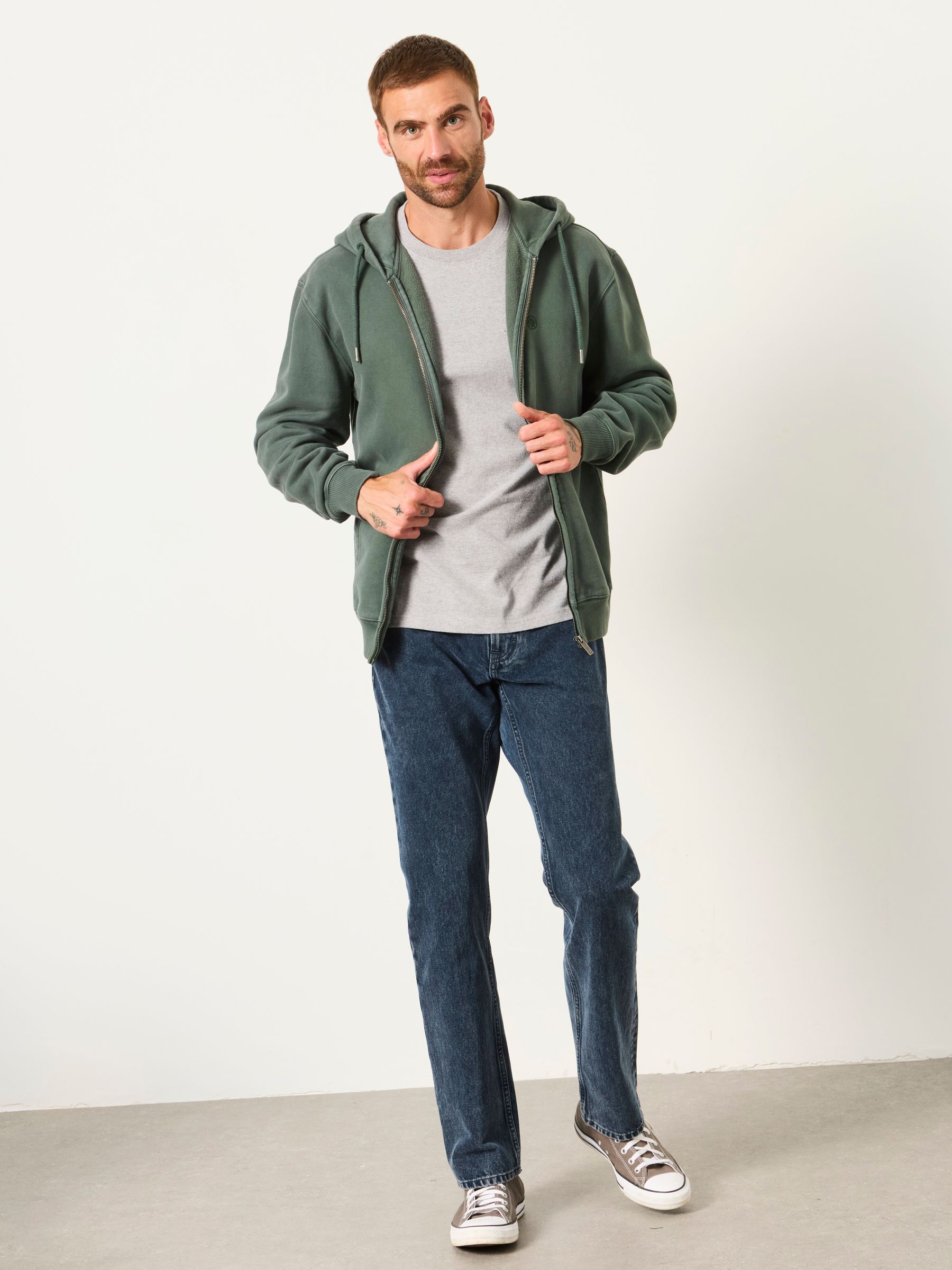 Hayle Dark Green Zip Through Hoodie - Image 4 of 6