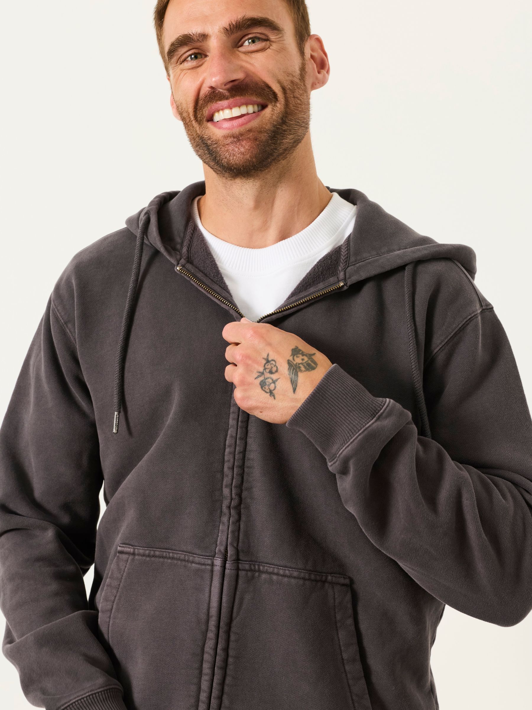 Hayle Charcoal Grey Zip Through Hoodie - Image 1 of 6 Hayle Charcoal Grey Zip Through Hoodie - Image 1 of 6