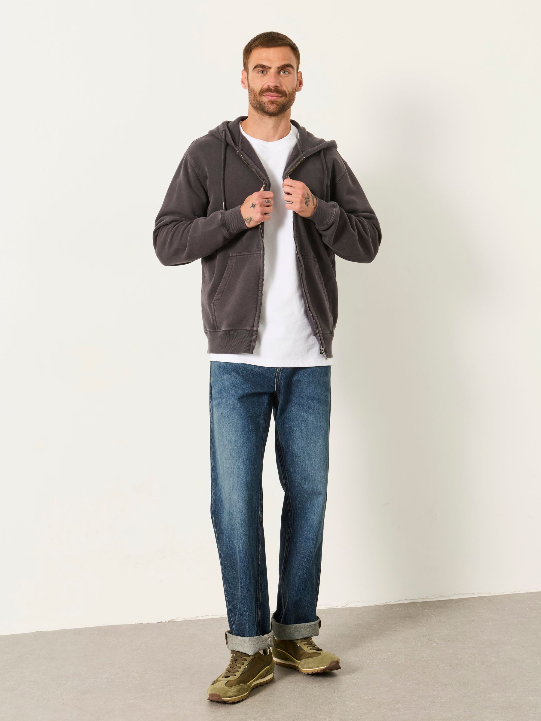 Hayle Charcoal Grey Zip Through Hoodie - Image 4 of 6