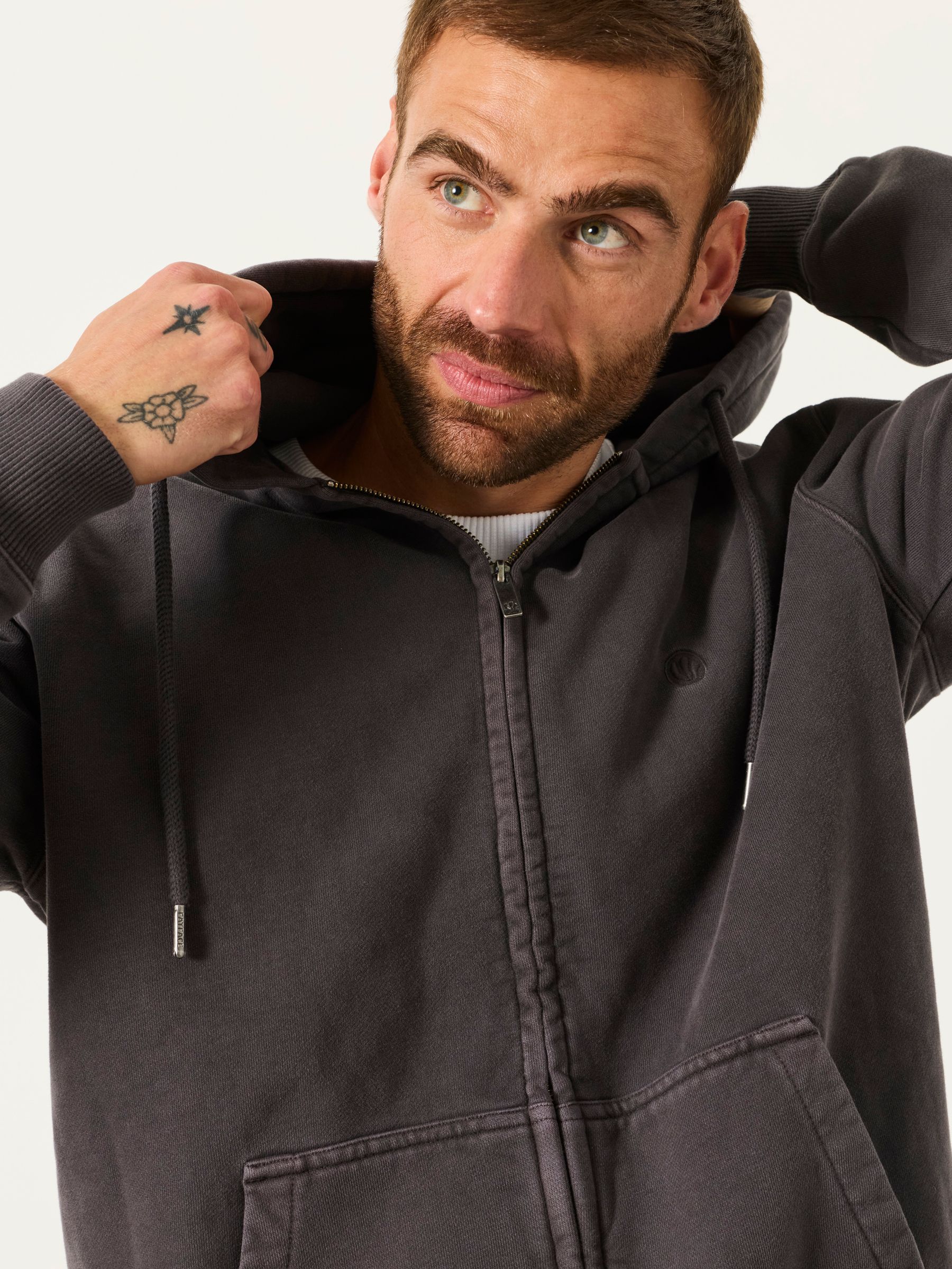 Hayle Charcoal Grey Zip Through Hoodie - Image 5 of 6