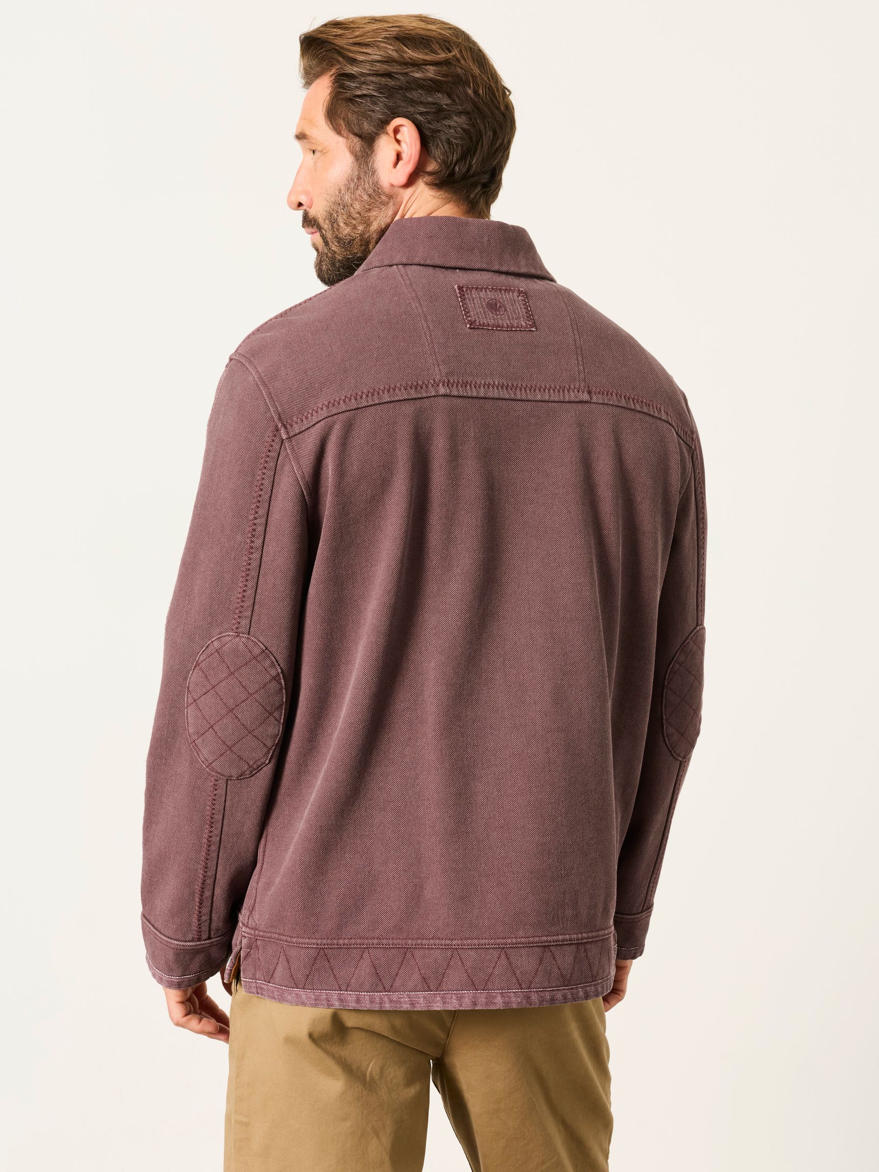 Airlie Plum Purple Button Neck Sweat Top - Image 3 of 7