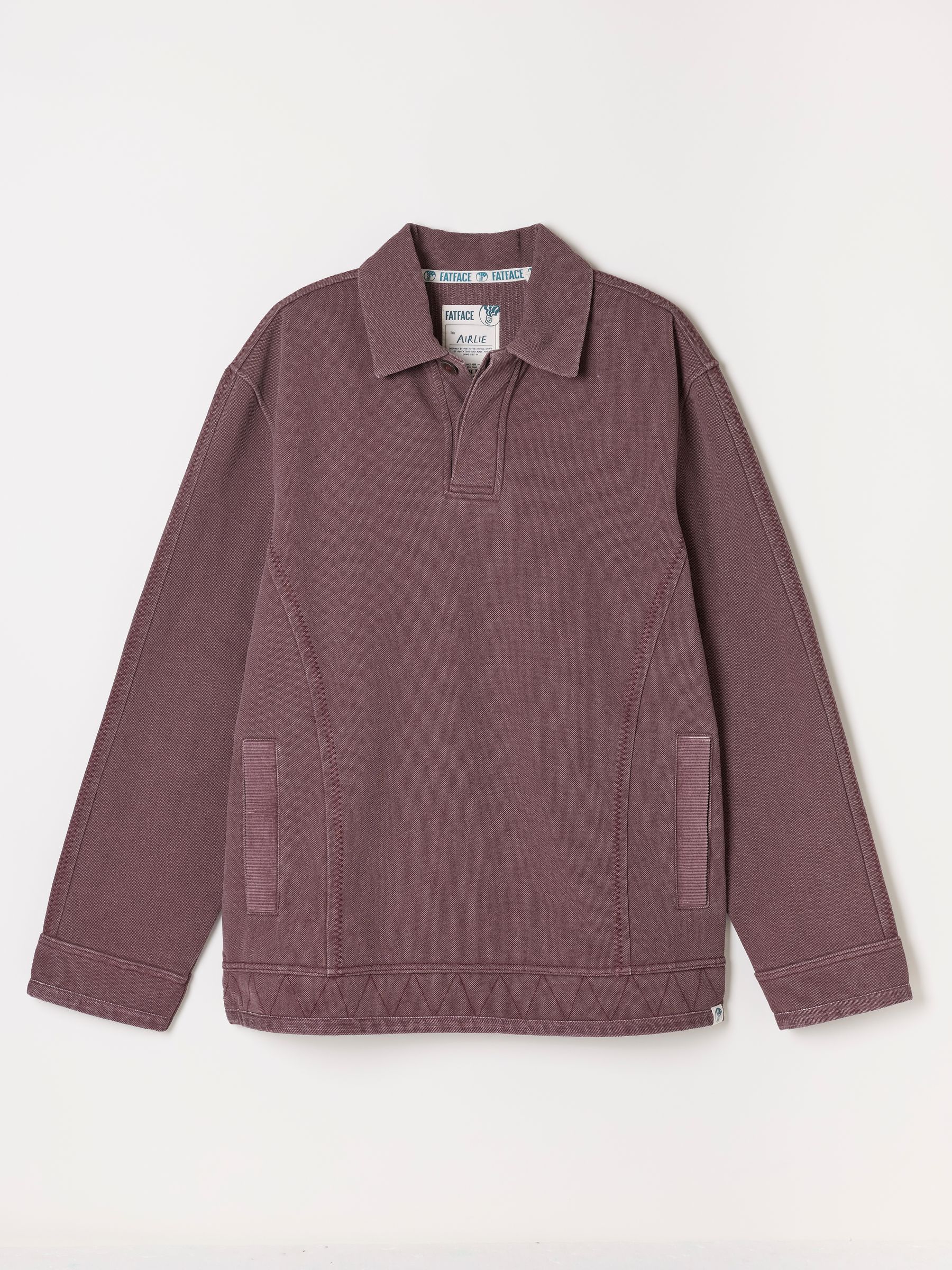 Airlie Plum Purple Button Neck Sweat Top - Image 7 of 7