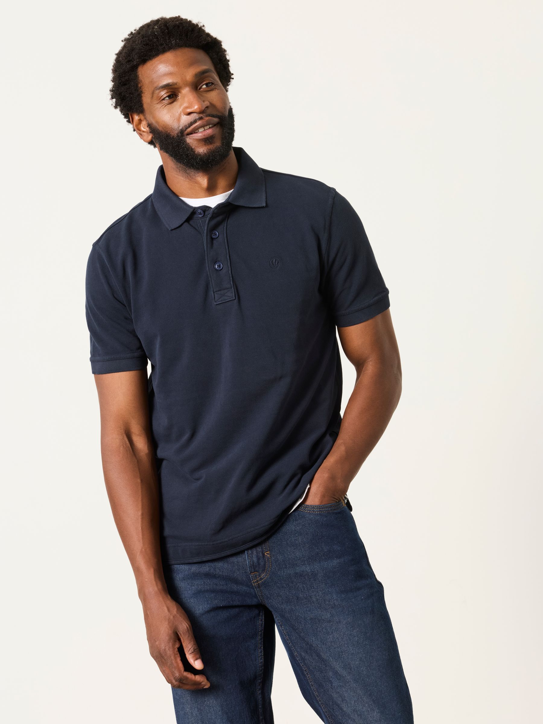 Navy Short Sleeve Pique Polo Shirt - Image 1 of 6