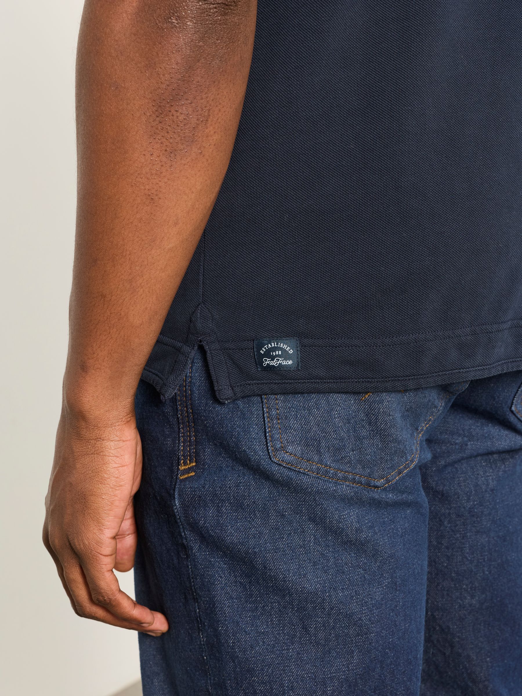 Navy Short Sleeve Pique Polo Shirt - Image 3 of 6