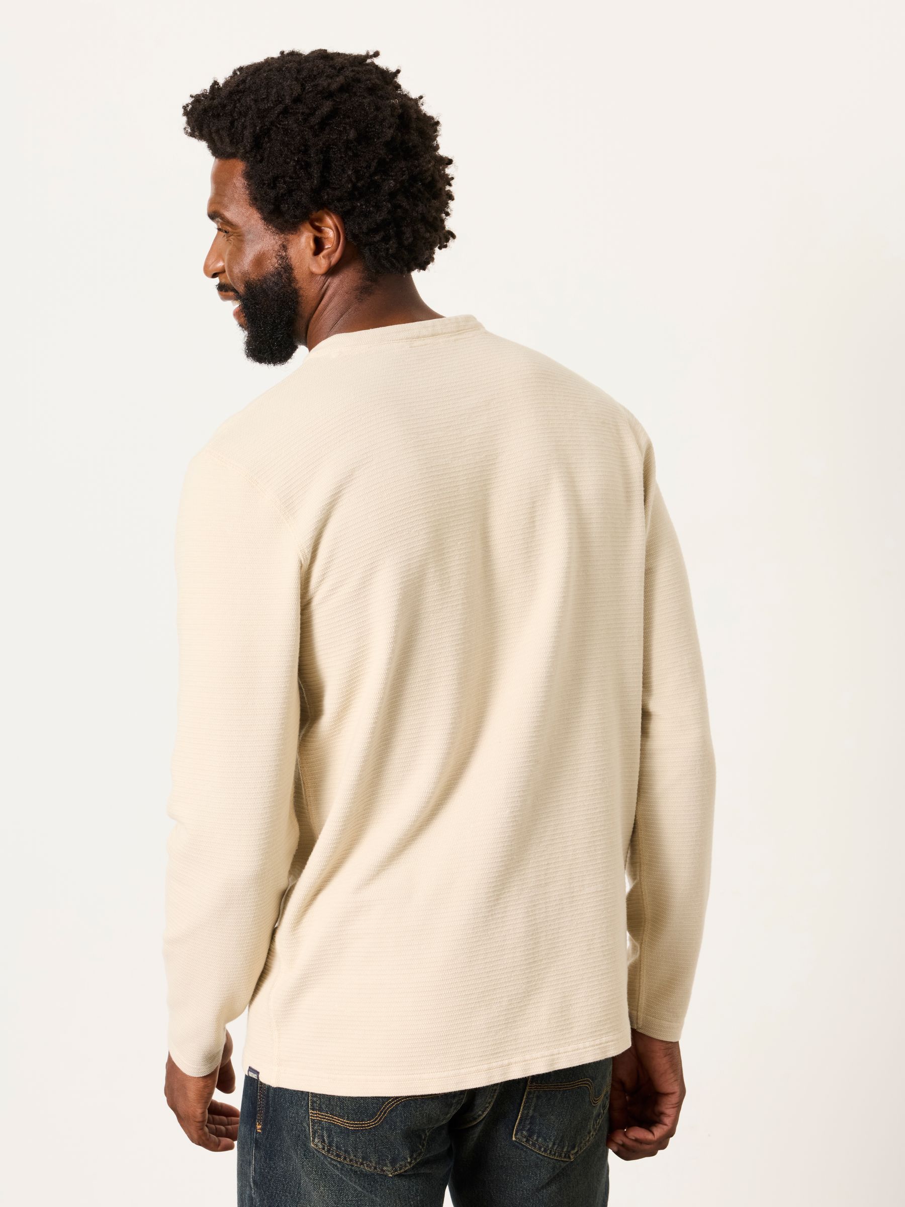 Henley Stone Long Sleeve Textured T-Shirt - Image 2 of 6