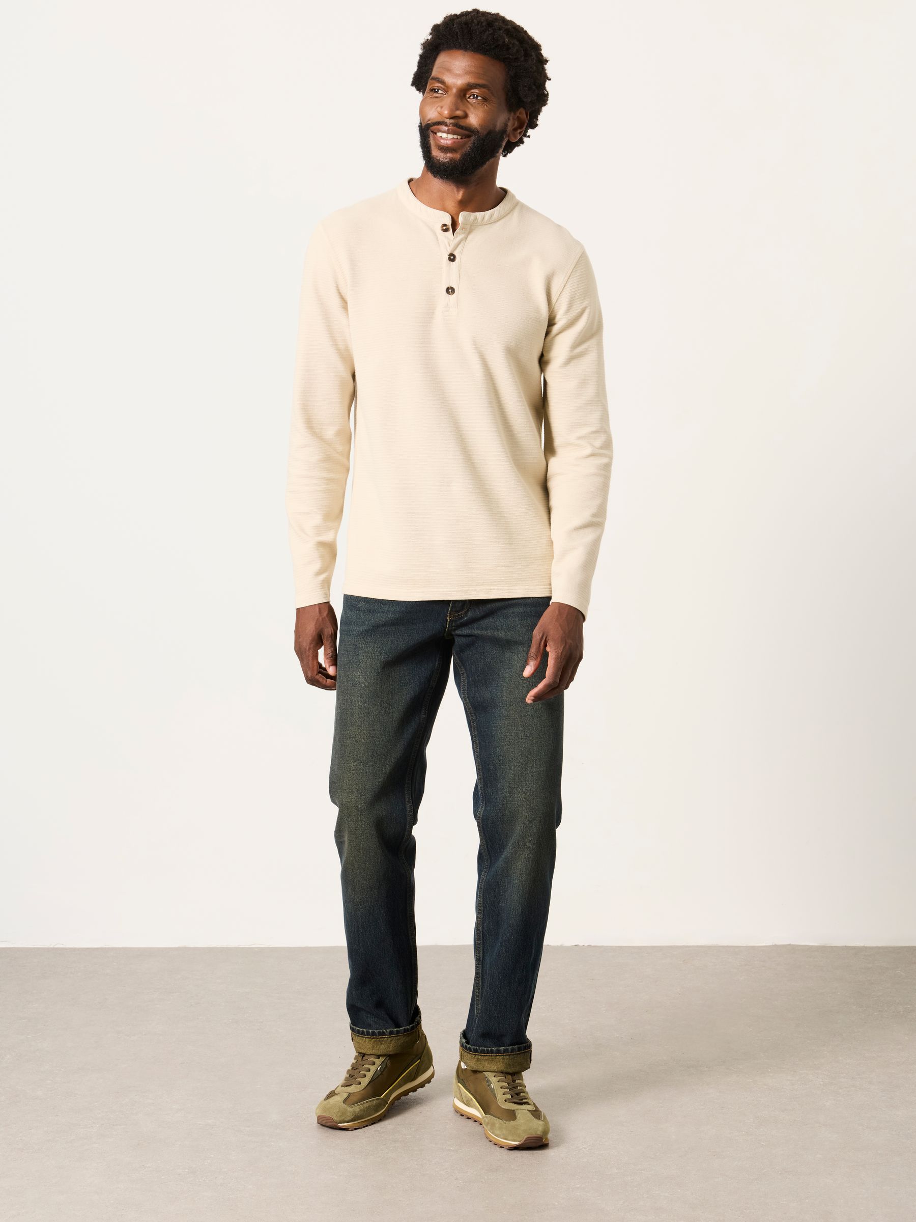 Henley Stone Long Sleeve Textured T-Shirt - Image 4 of 6