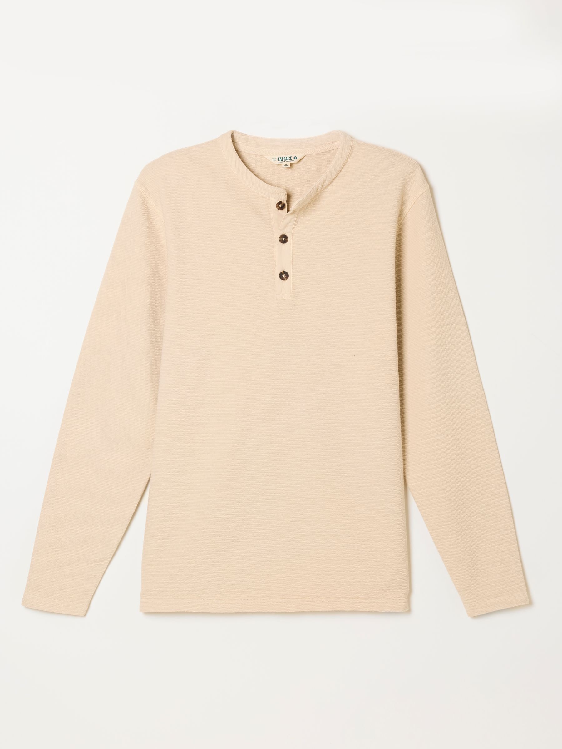 Henley Stone Long Sleeve Textured T-Shirt - Image 6 of 6