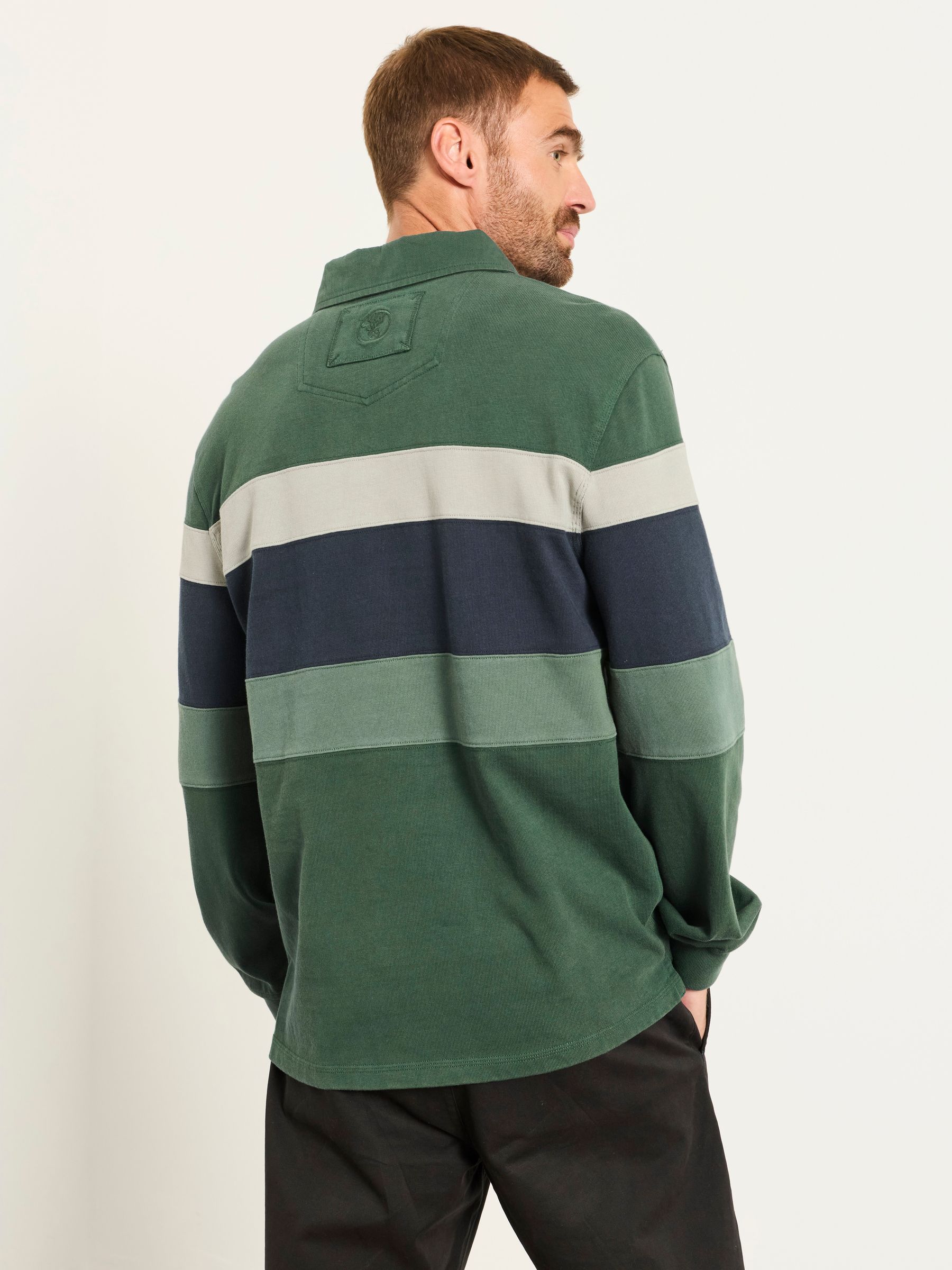 Dark Green Long Sleeve Chest Stripe Rugby - Image 3 of 7