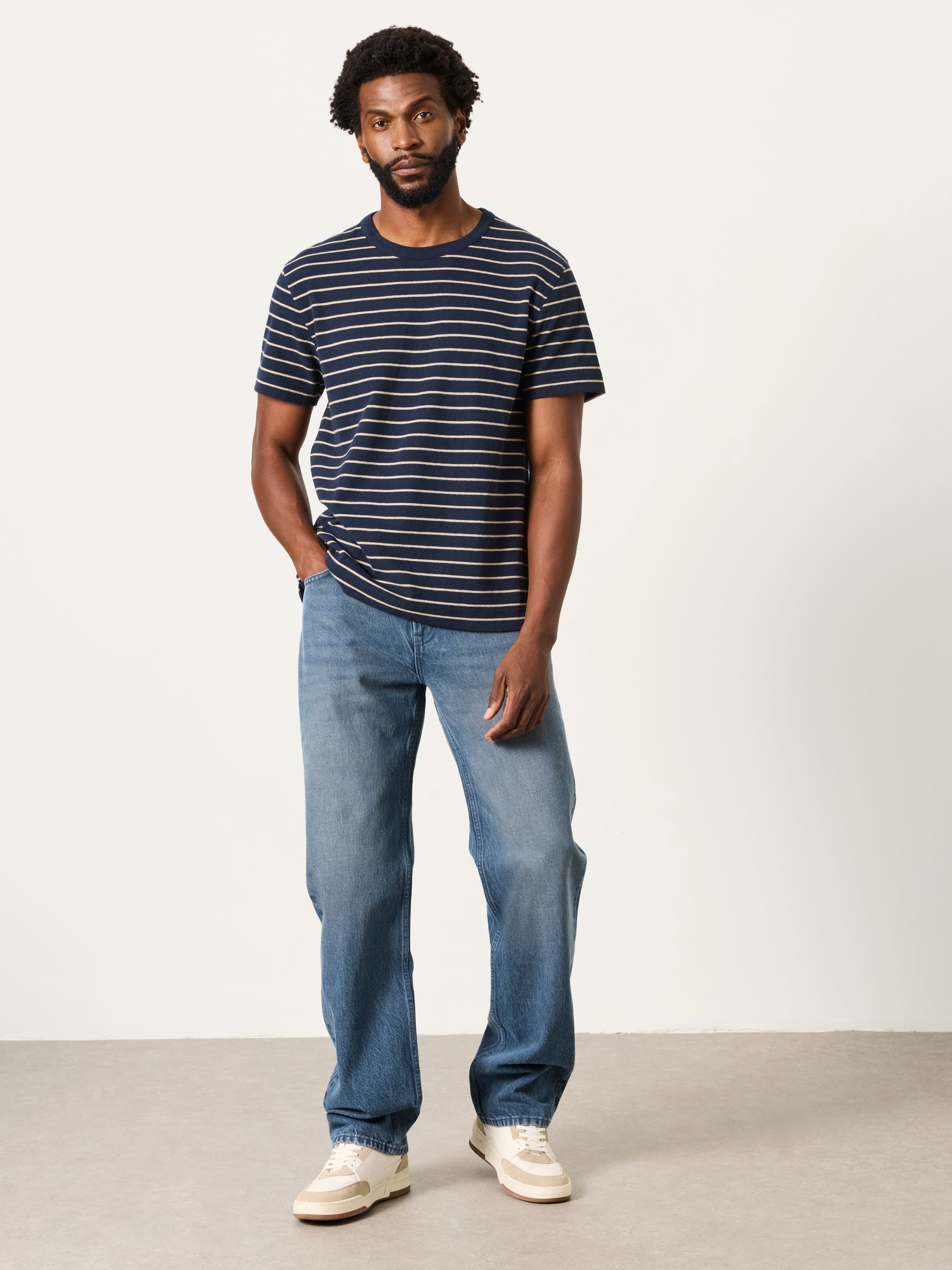 Short Sleeve Stripe T-Shirt in Navy - Image 4 of 6