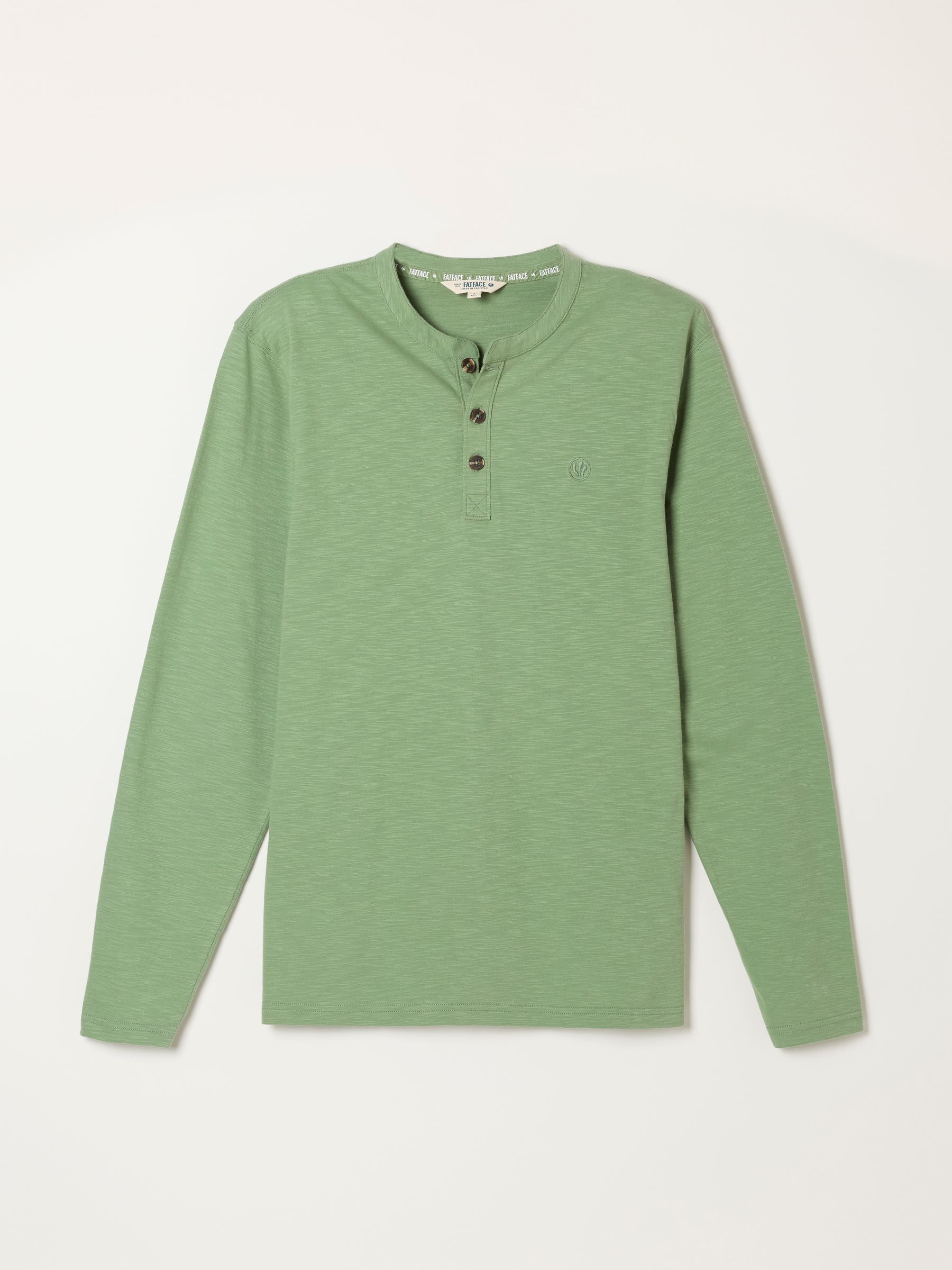 Woodside Dusky Green Long Sleeve Henley Top - Image 6 of 6 Woodside Dusky Green Long Sleeve Henley Top - Image 6 of 6