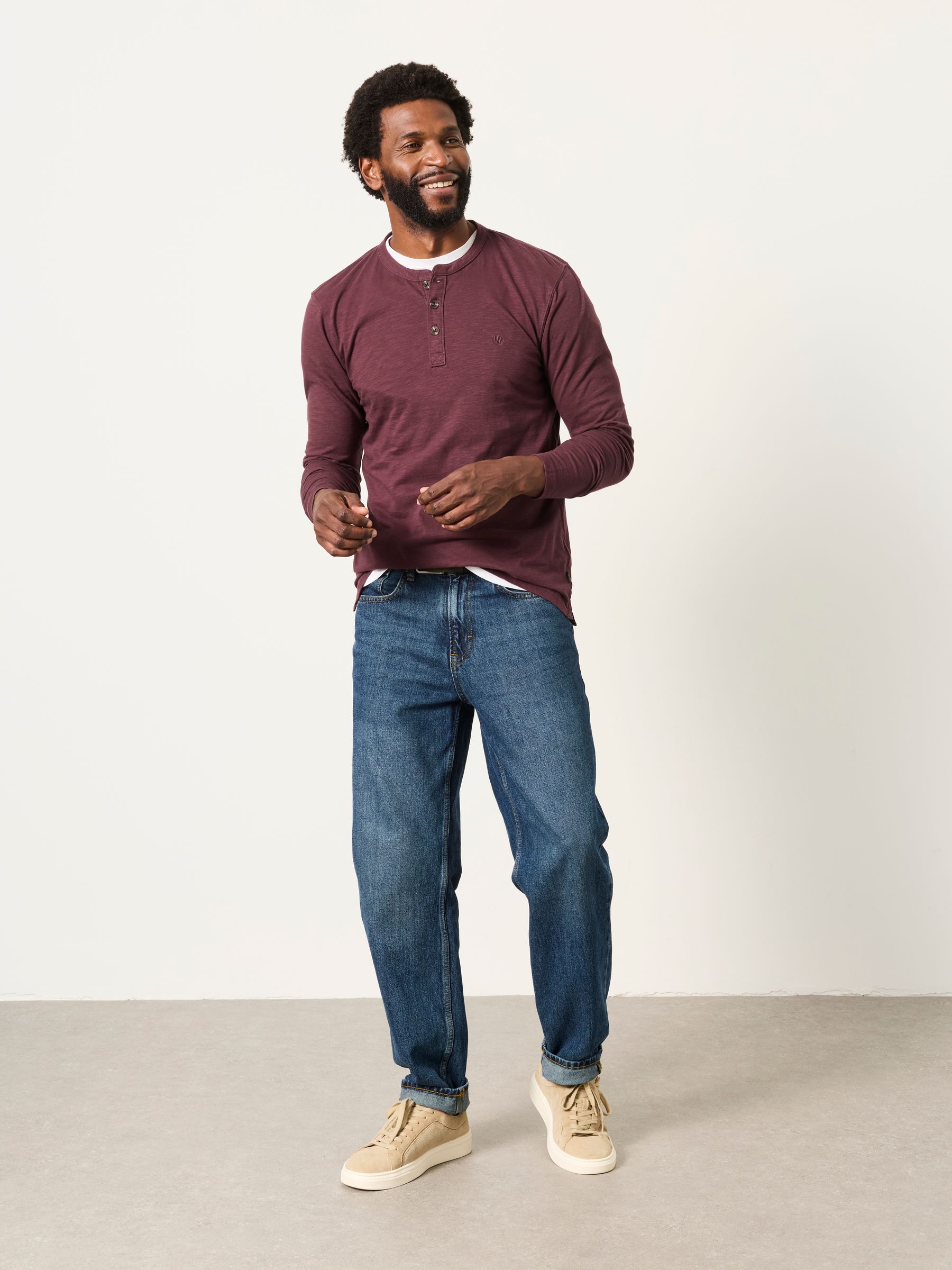 Henley Plum Purple Long Sleeve Woodside T-Shirt - Image 3 of 6
